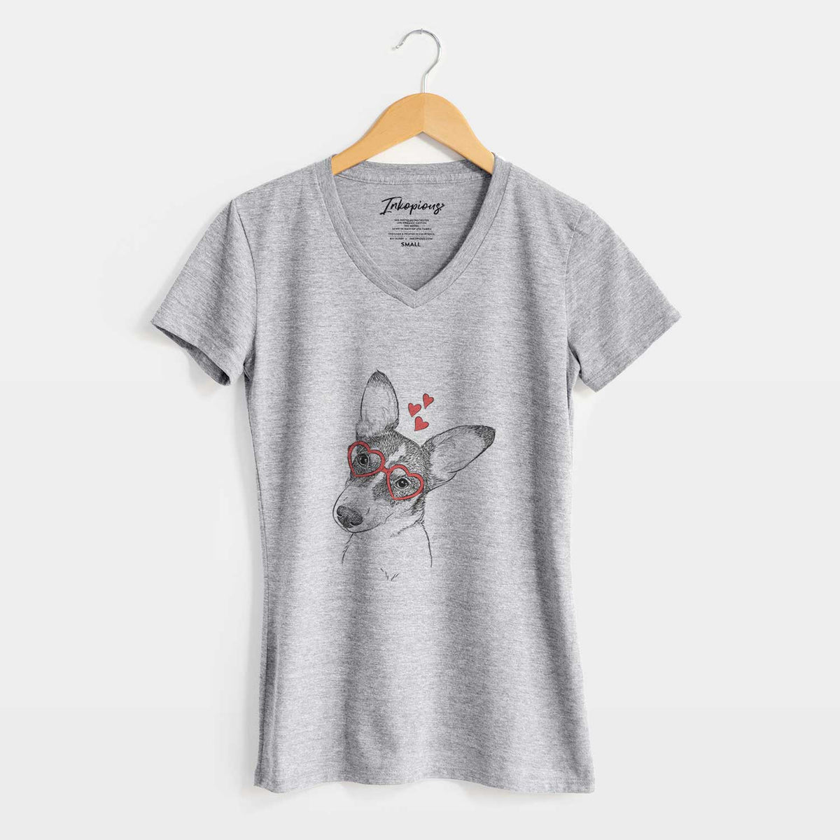 Valentine Dexter the Corgi - Women's V-neck Shirt