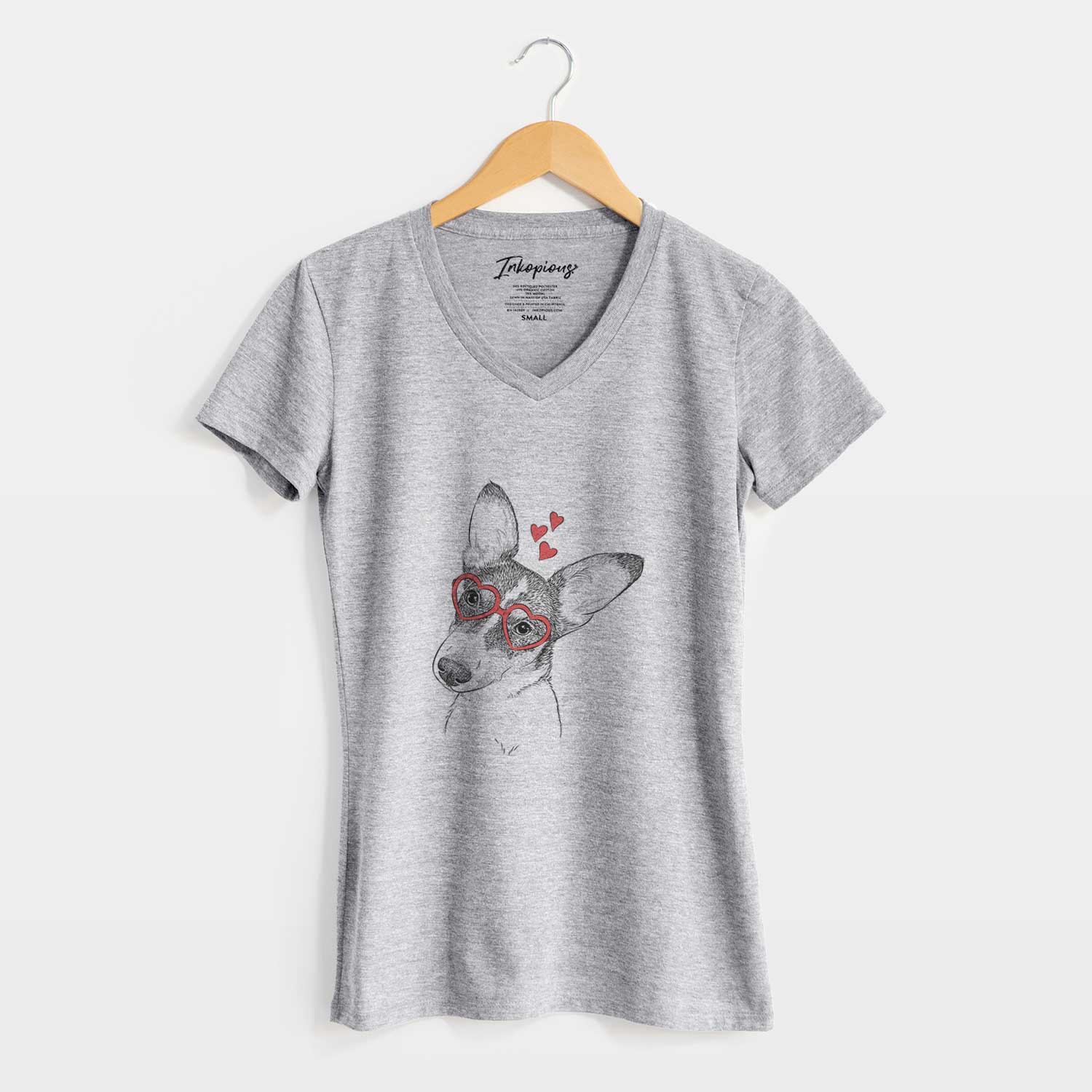 Valentine Dexter the Corgi - Women's V-neck Shirt