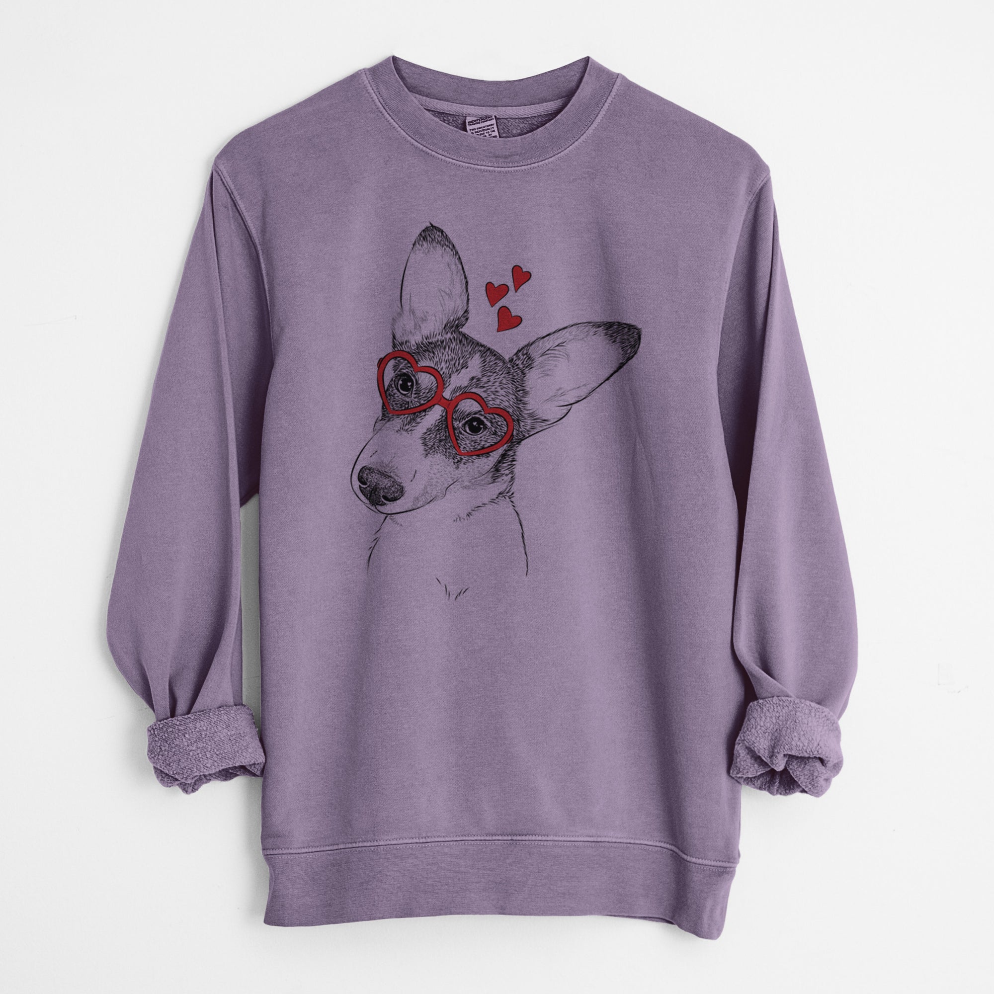 Valentine Dexter the Corgi - Unisex Pigment Dyed Crew Sweatshirt