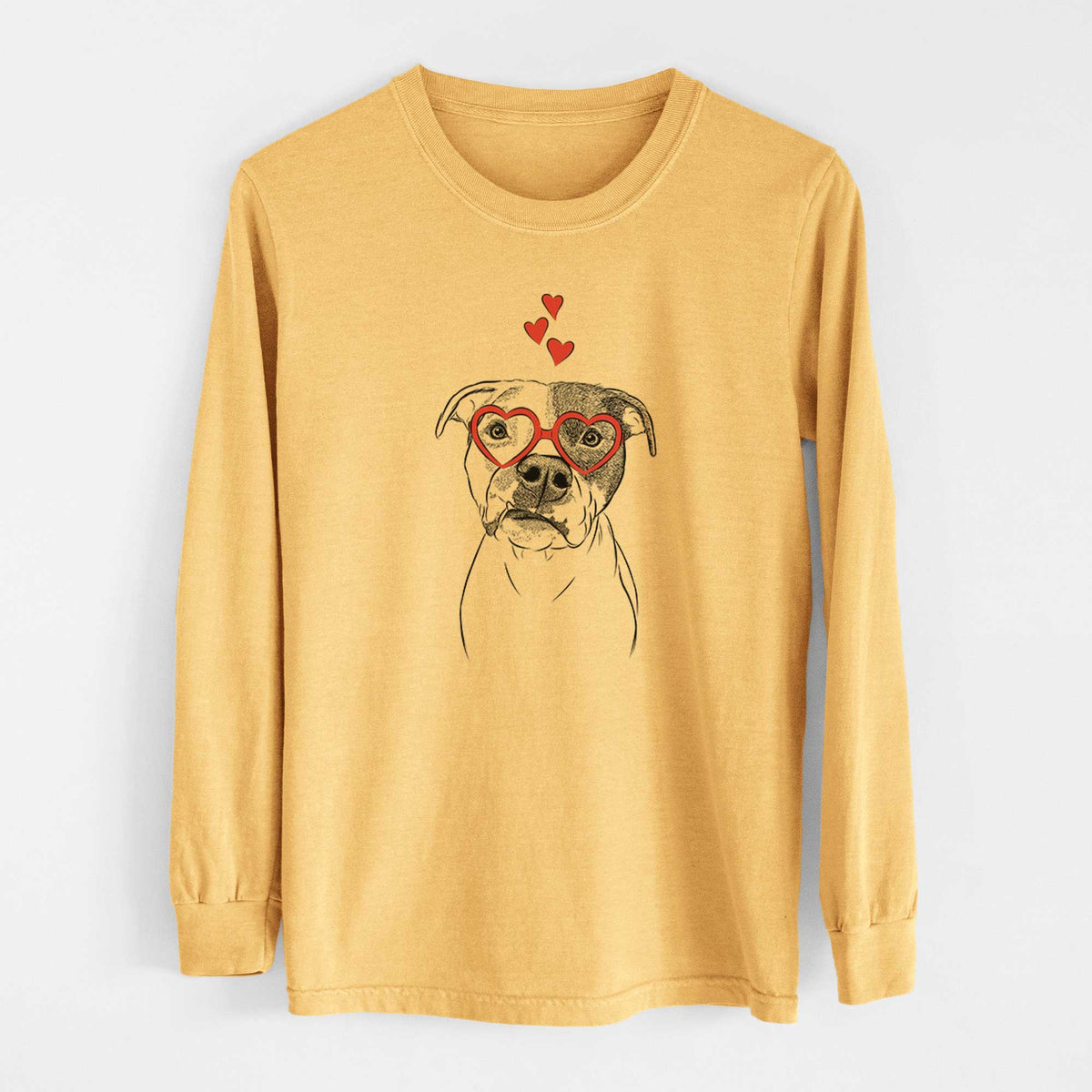Valentine Dexter the Pitbull - Heavyweight 100% Cotton Long Sleeve