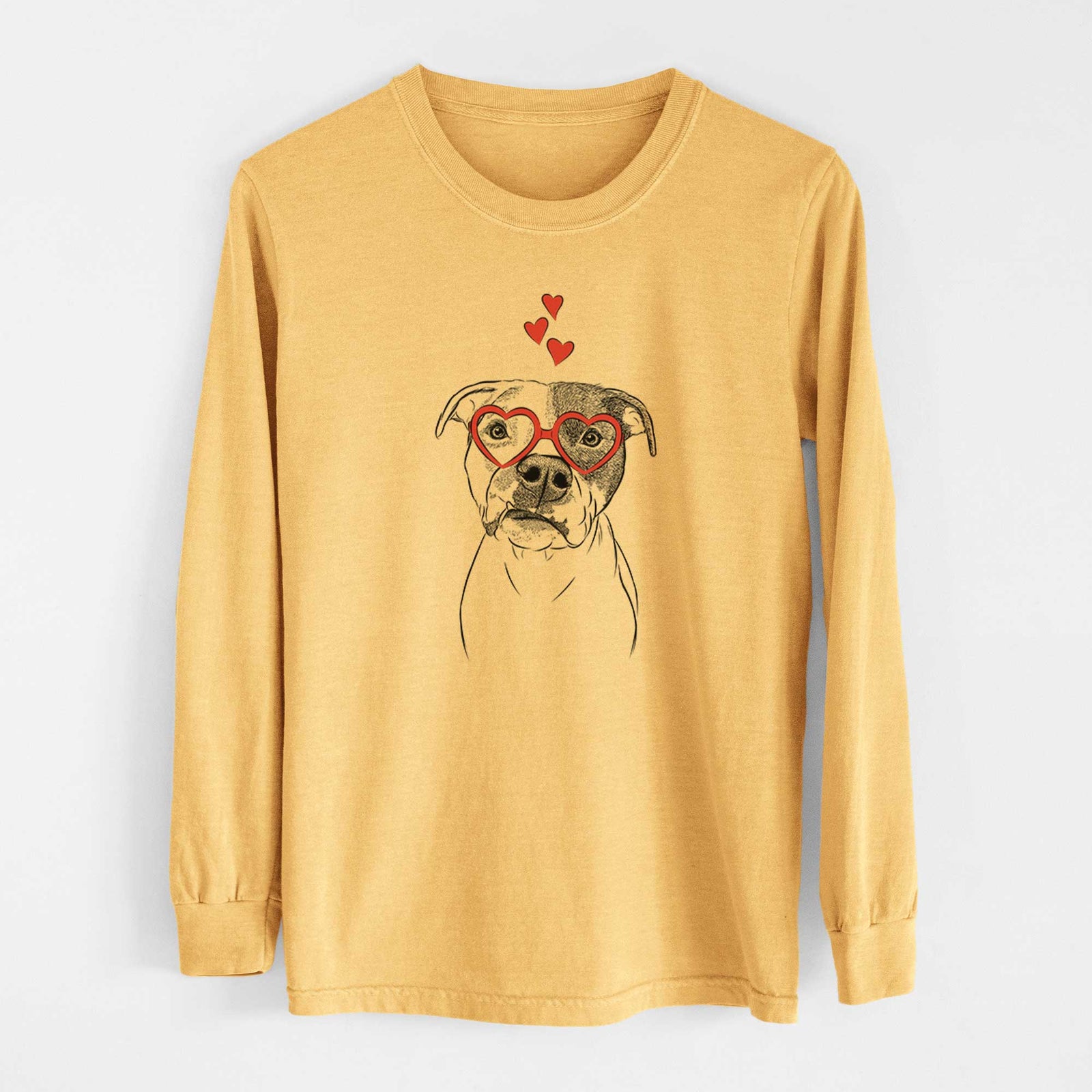 Valentine Dexter the Pitbull - Heavyweight 100% Cotton Long Sleeve