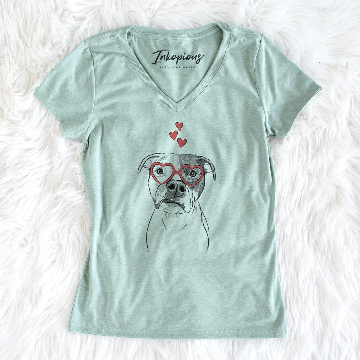 Valentine Dexter the Pitbull - Women's V-neck Shirt