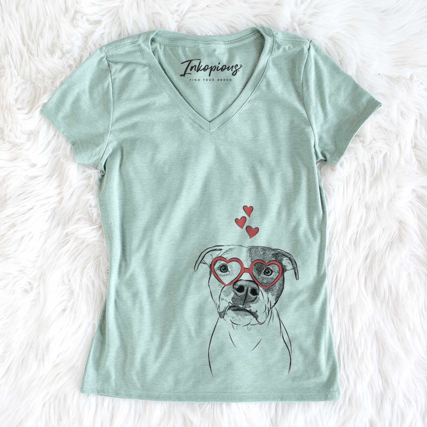 Valentine Dexter the Pitbull - Women's V-neck Shirt