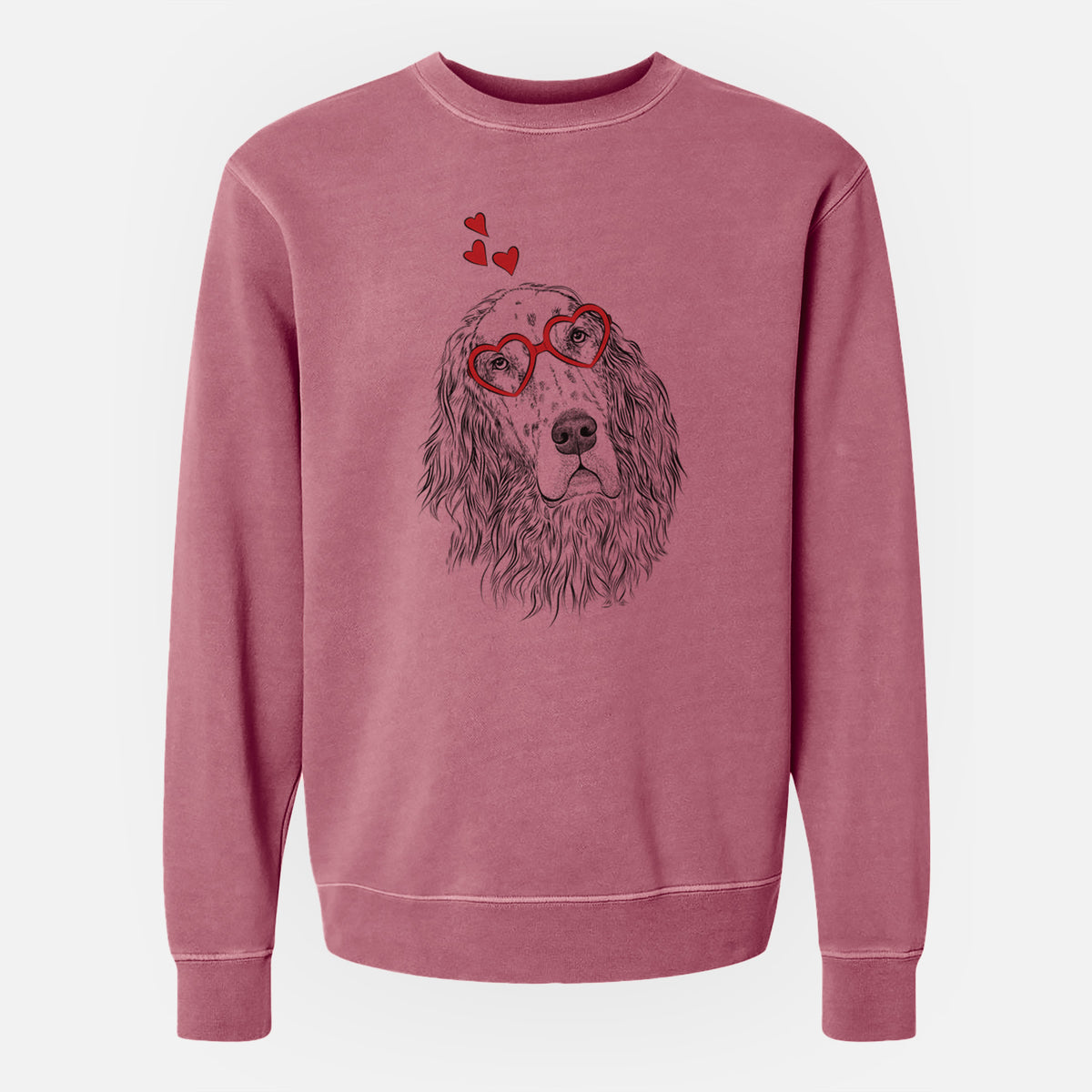 Valentine Dexter the English Setter - Unisex Pigment Dyed Crew Sweatshirt