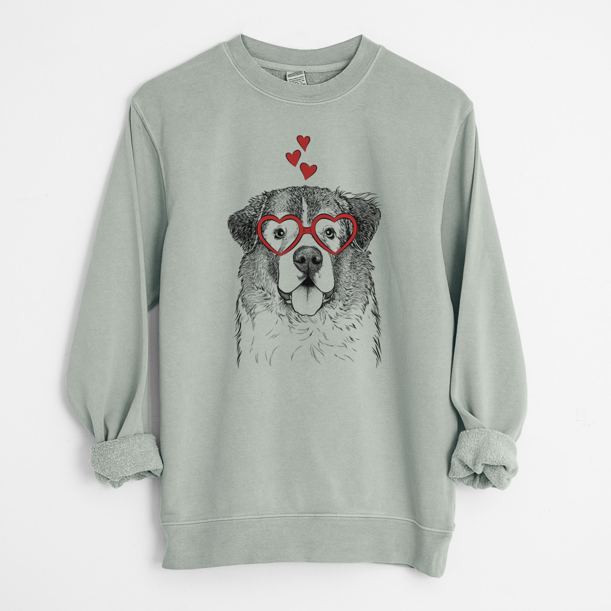 Valentine Dilly the Saint Bernard - Unisex Pigment Dyed Crew Sweatshirt