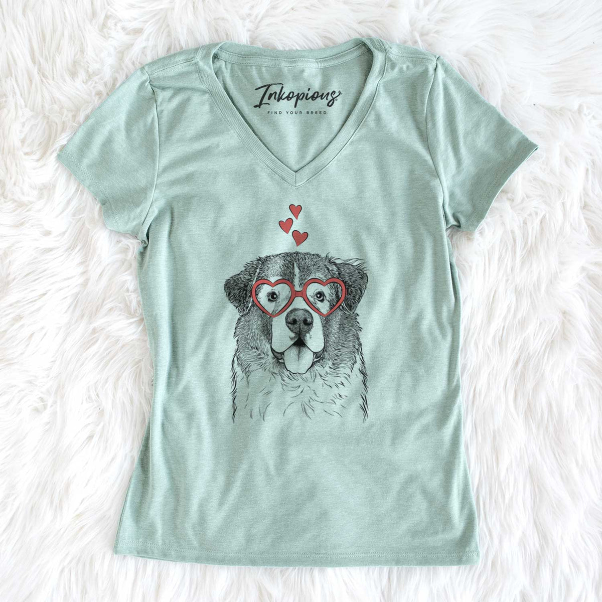 Valentine Dilly the Saint Bernard - Women's V-neck Shirt