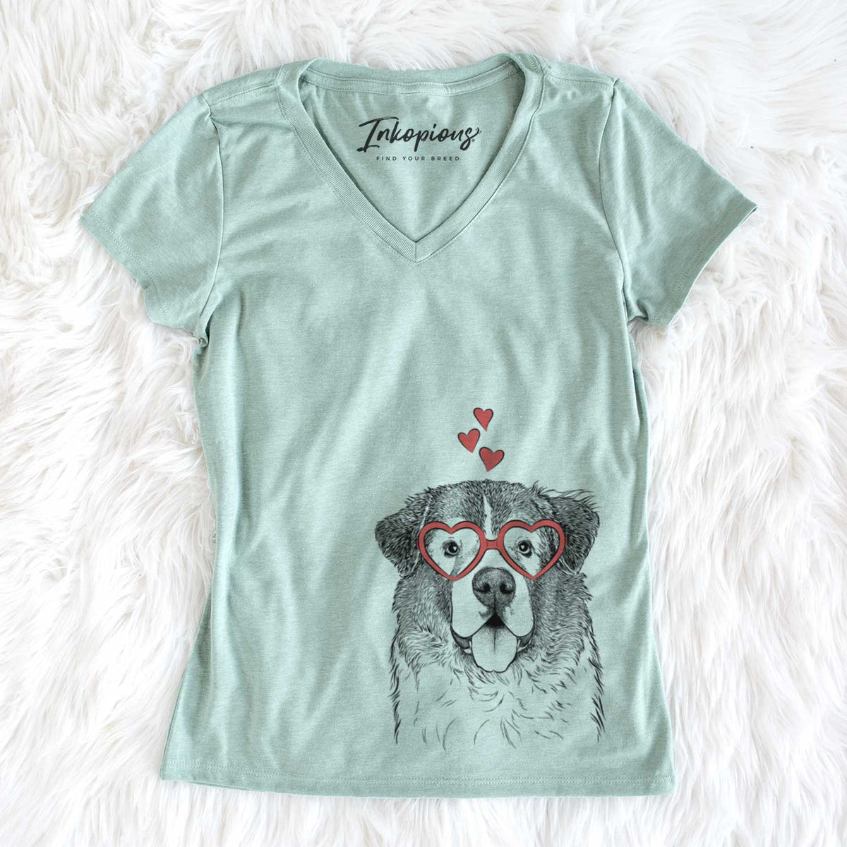 Valentine Dilly the Saint Bernard - Women&#39;s V-neck Shirt