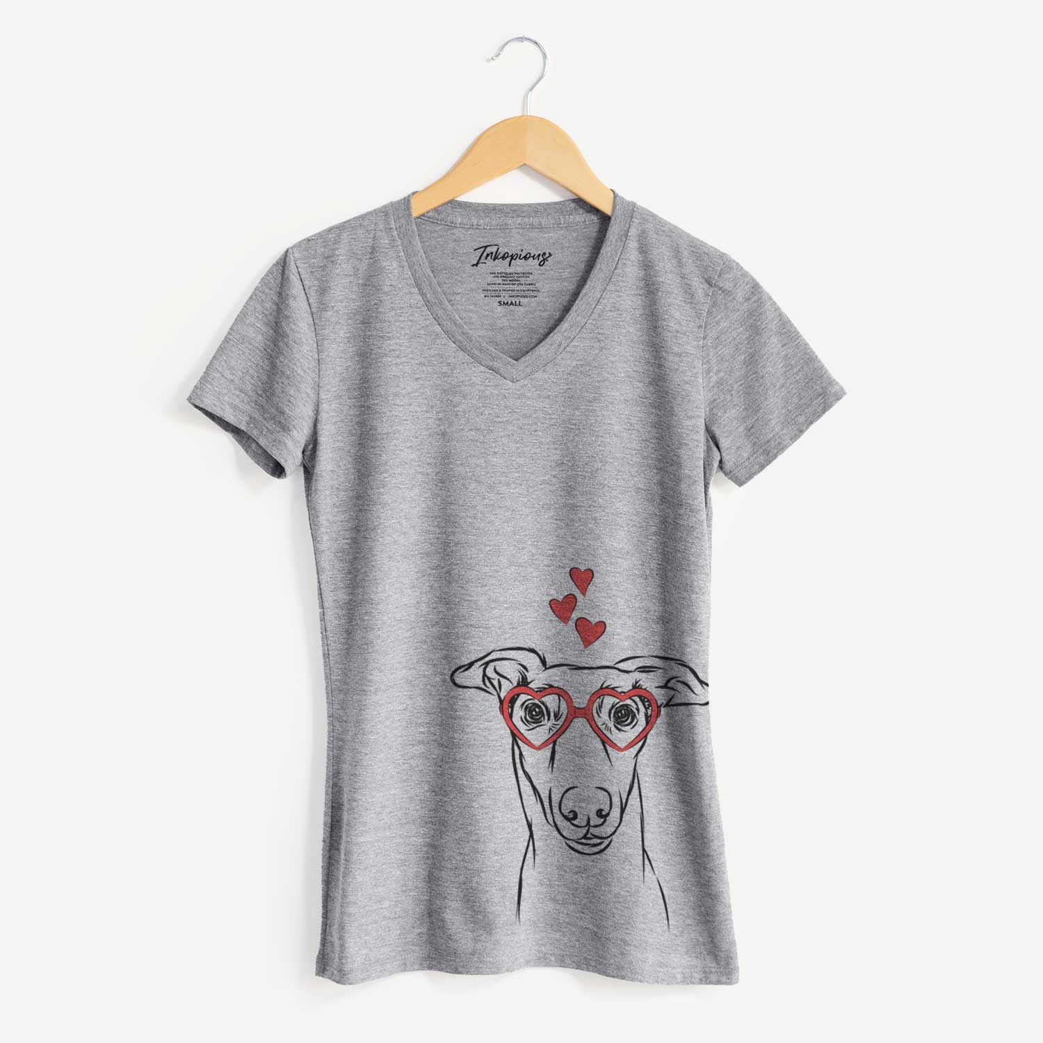 Valentine Diva the Greyhound - Women's V-neck Shirt