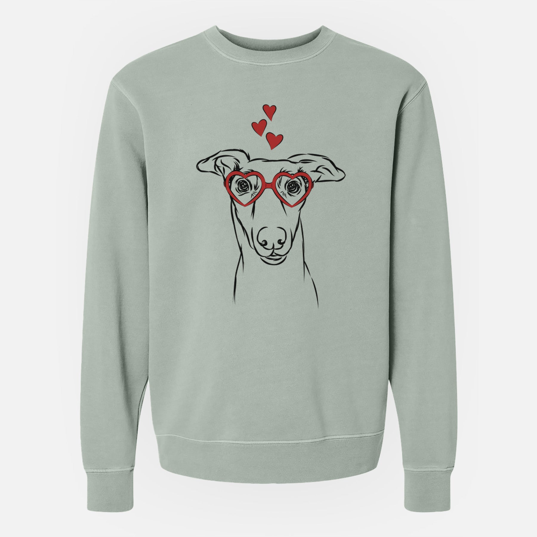 Valentine Diva the Greyhound - Unisex Pigment Dyed Crew Sweatshirt