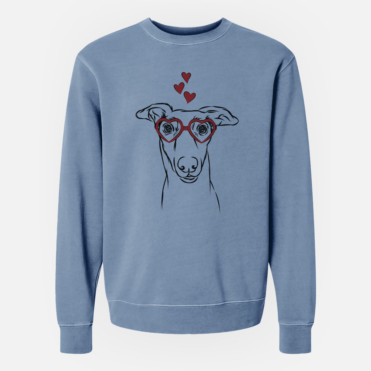 Valentine Diva the Greyhound - Unisex Pigment Dyed Crew Sweatshirt