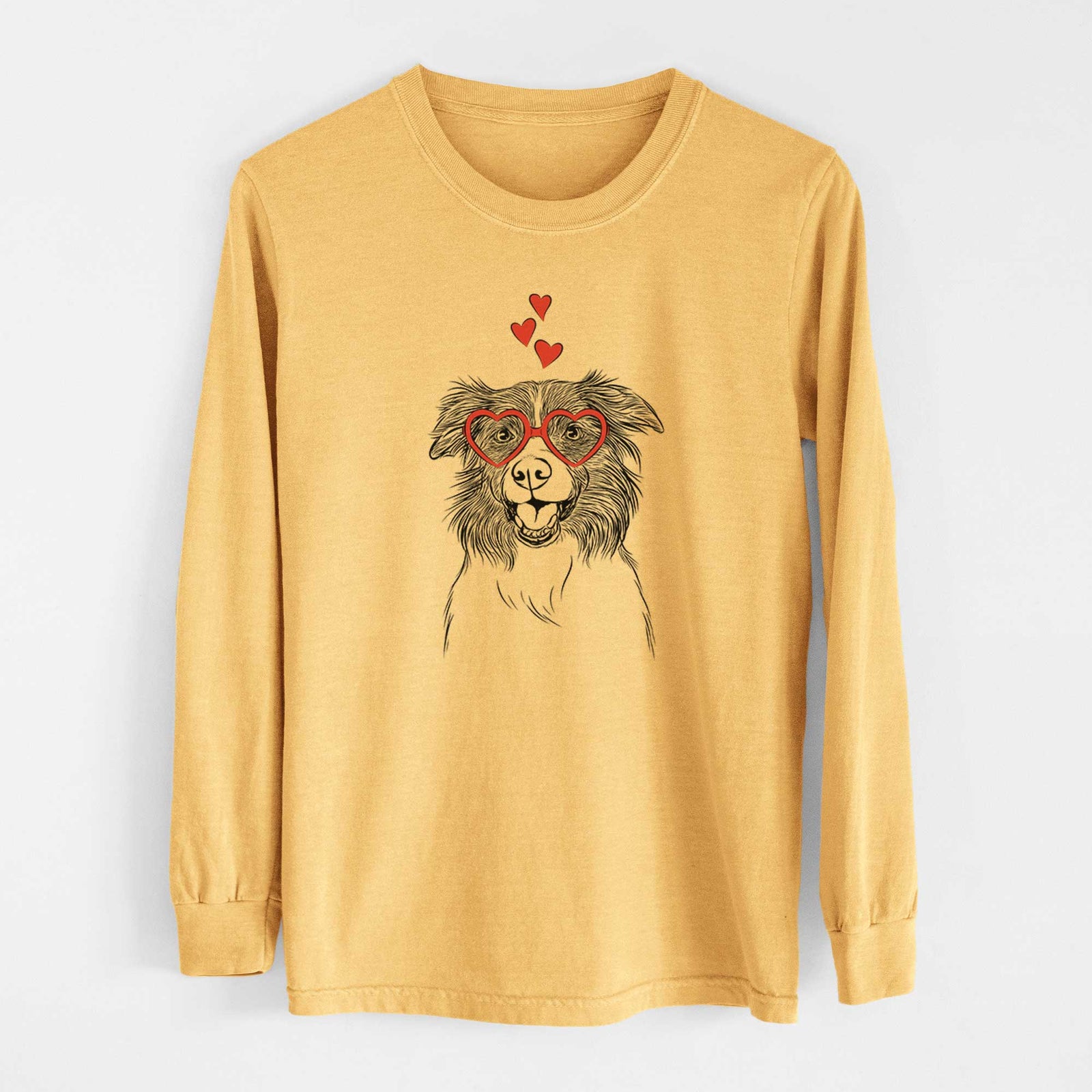 Valentine Dizzy the Border Collie - Heavyweight 100% Cotton Long Sleeve
