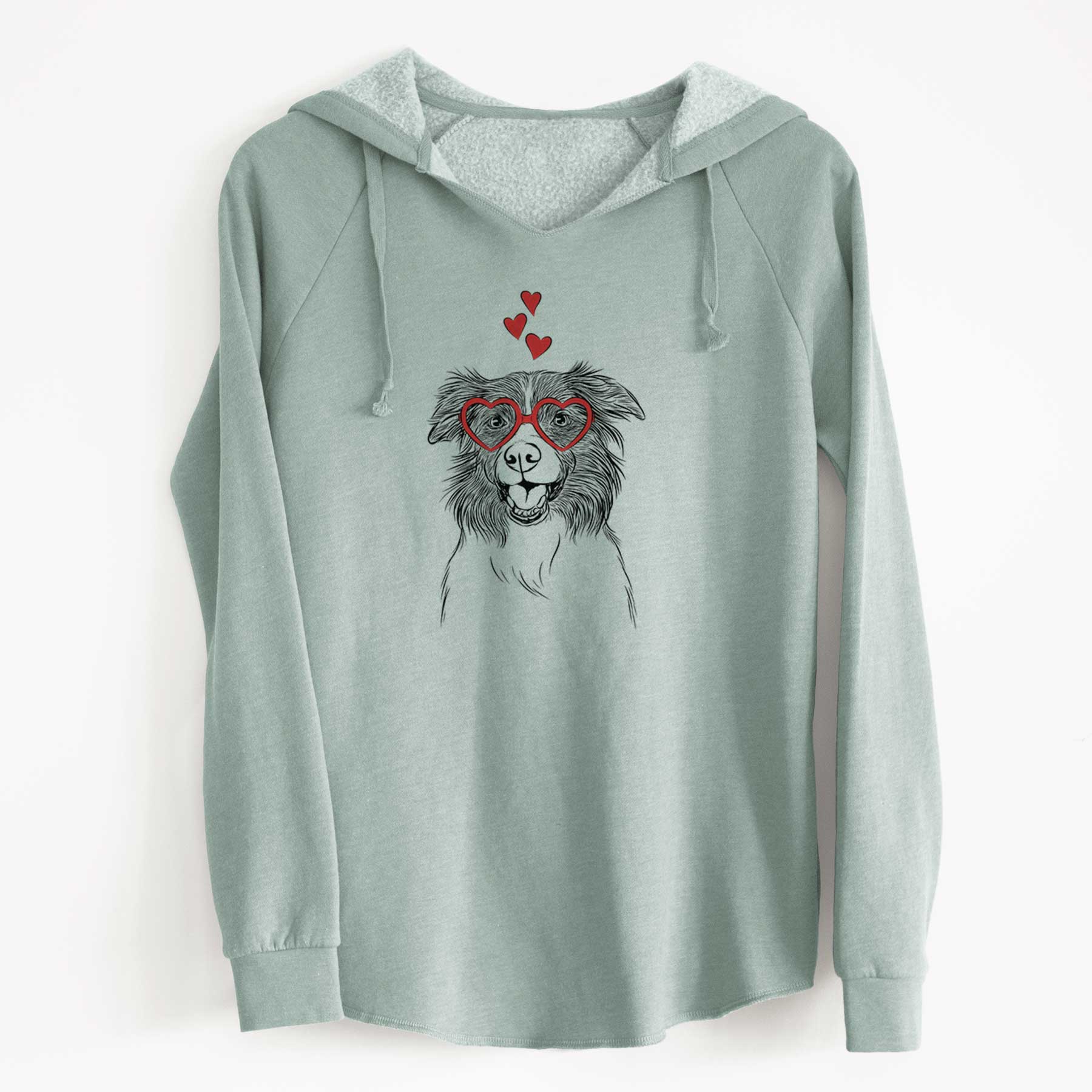 Valentine Dizzy the Border Collie - Cali Wave Hooded Sweatshirt