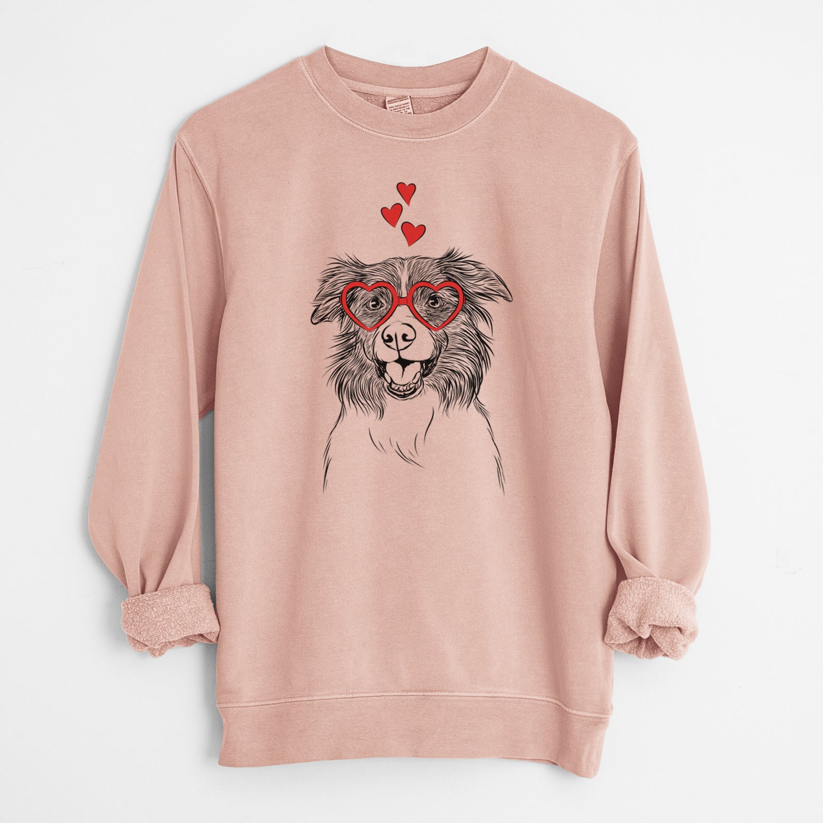 Valentine Dizzy the Border Collie - Unisex Pigment Dyed Crew Sweatshirt