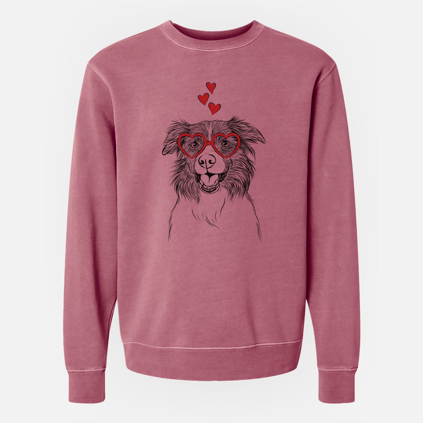 Valentine Dizzy the Border Collie - Unisex Pigment Dyed Crew Sweatshirt