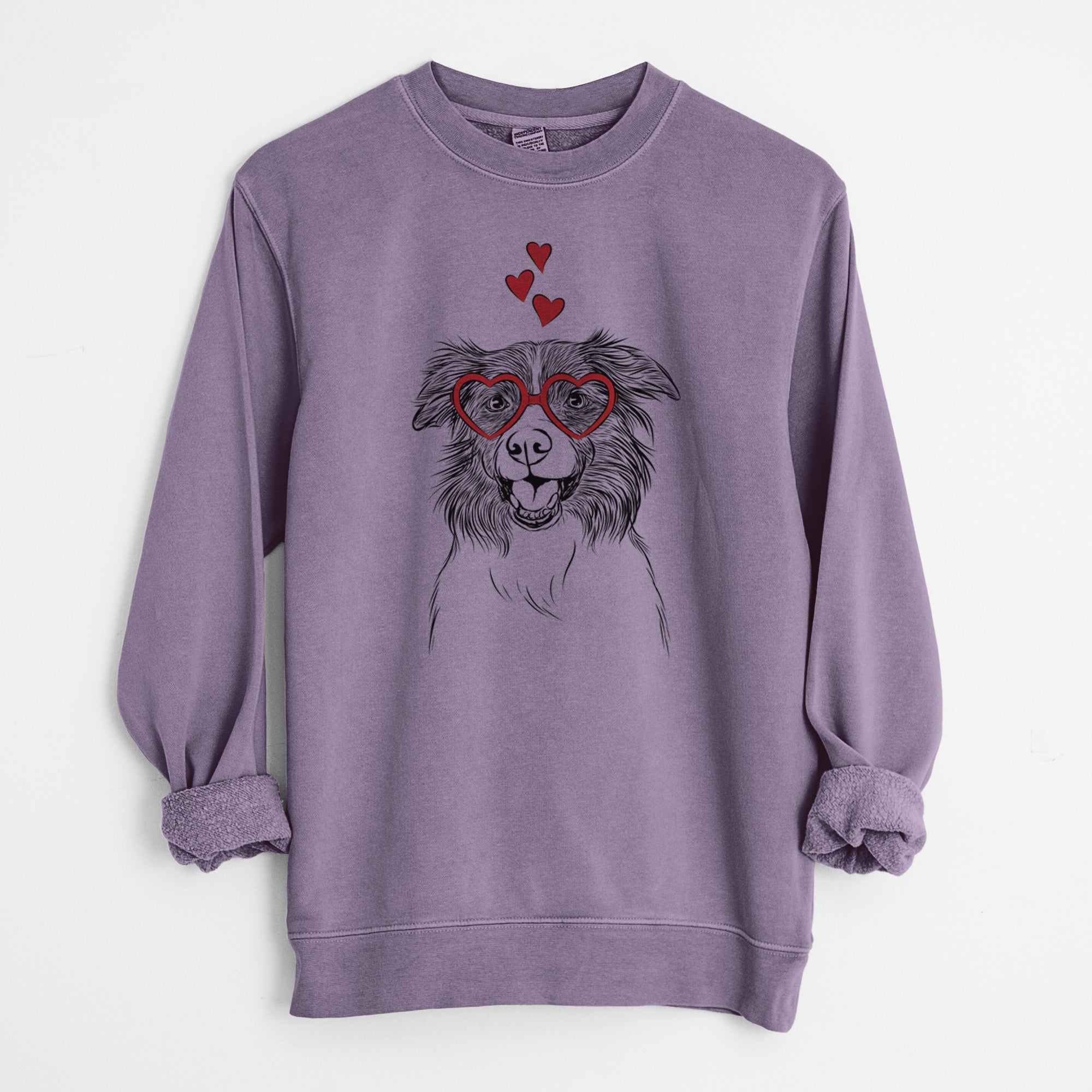 Valentine Dizzy the Border Collie - Unisex Pigment Dyed Crew Sweatshirt