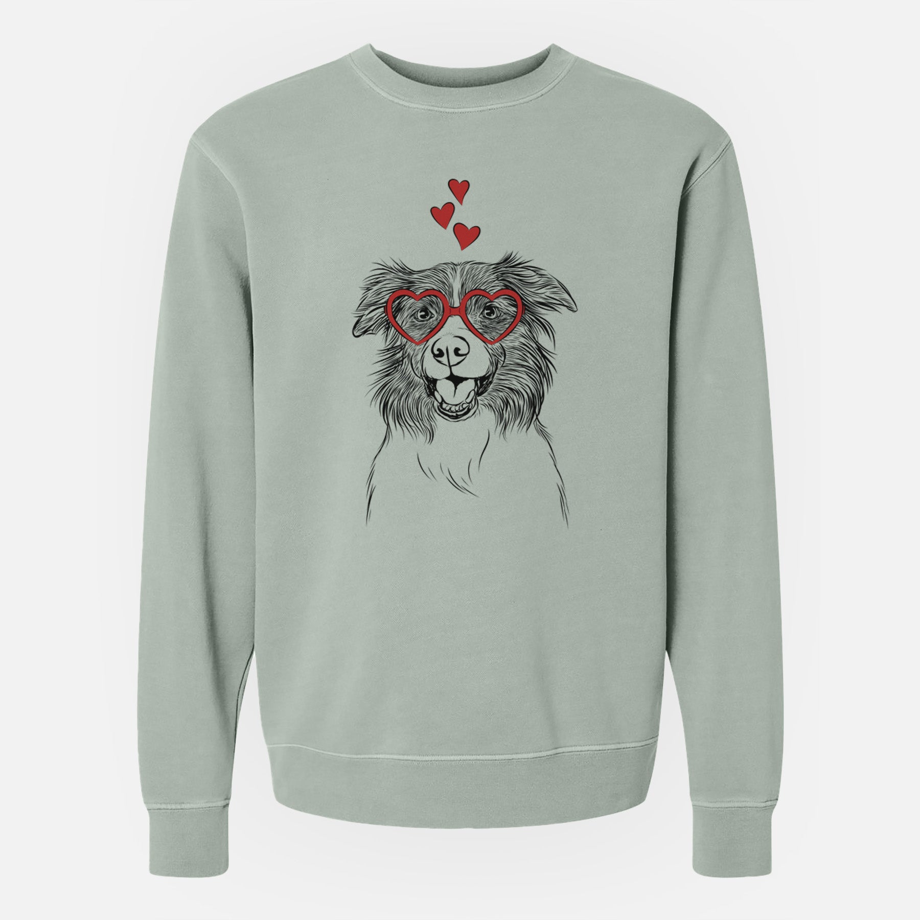 Valentine Dizzy the Border Collie - Unisex Pigment Dyed Crew Sweatshirt