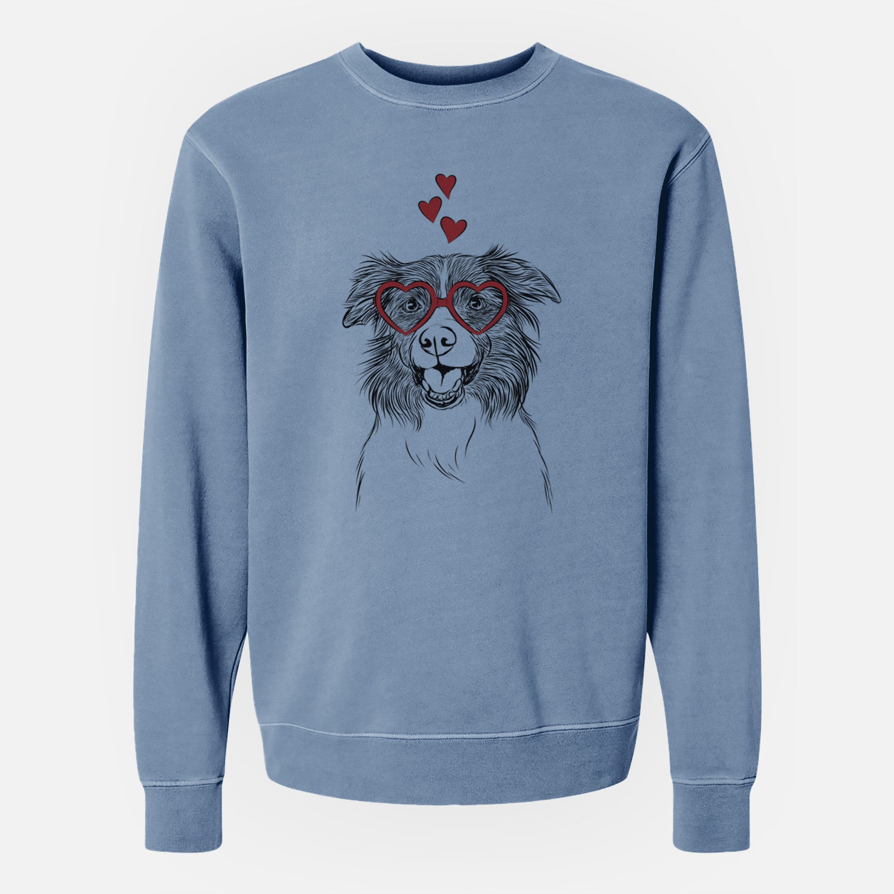 Valentine Dizzy the Border Collie - Unisex Pigment Dyed Crew Sweatshirt