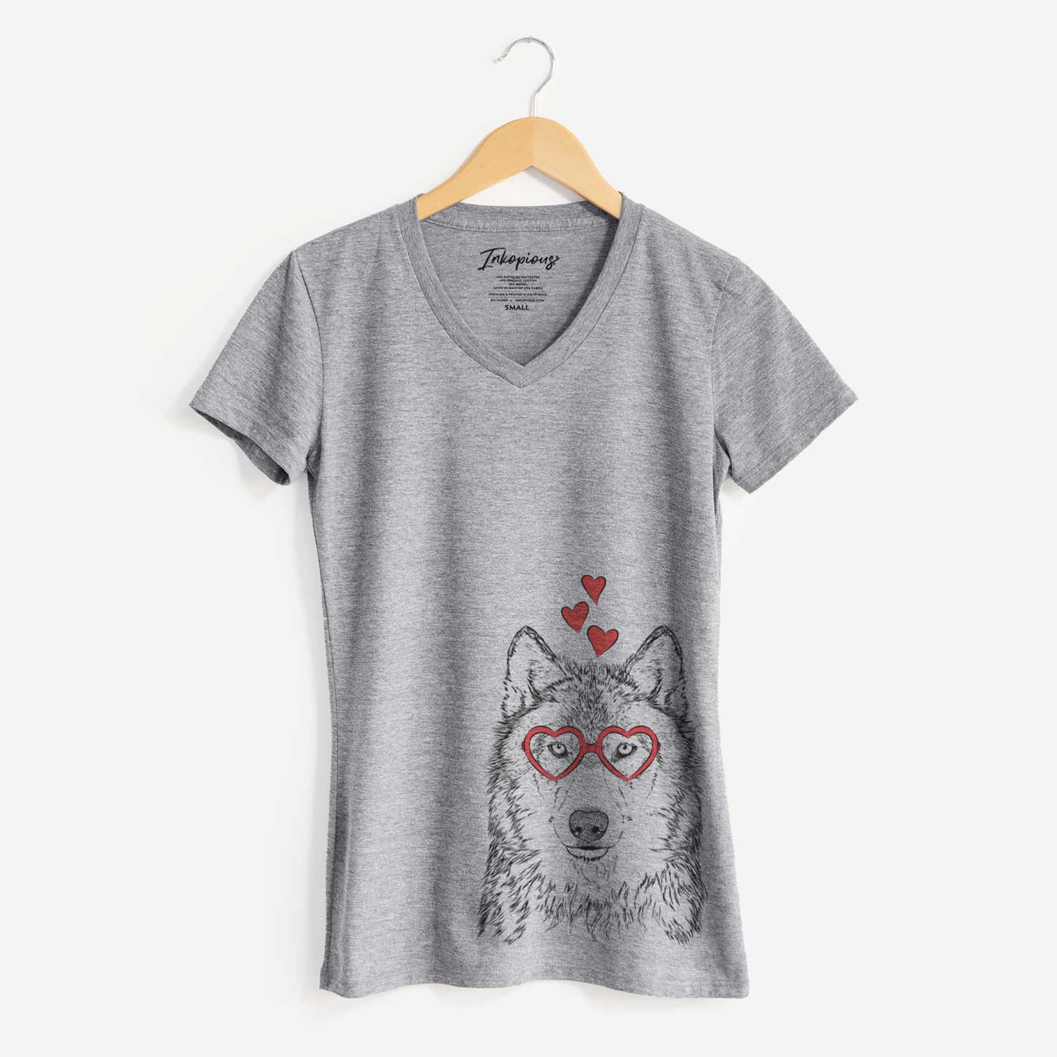 Valentine Django the Grey Wolf - Women's V-neck Shirt