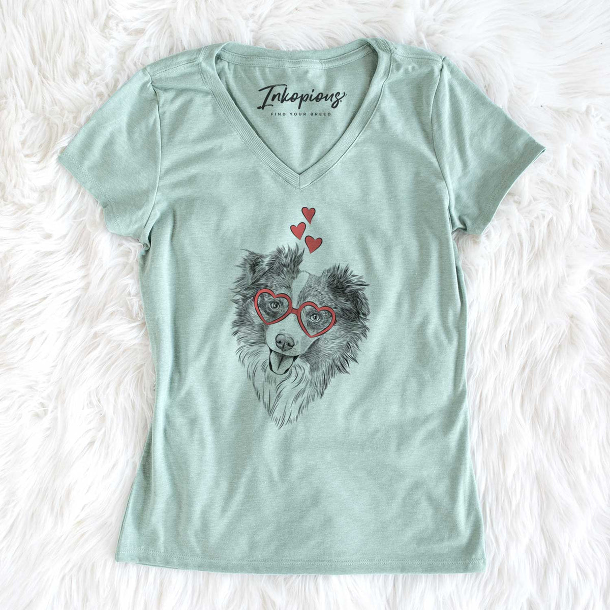 Valentine Doc the Mini Aussie - Women's V-neck Shirt