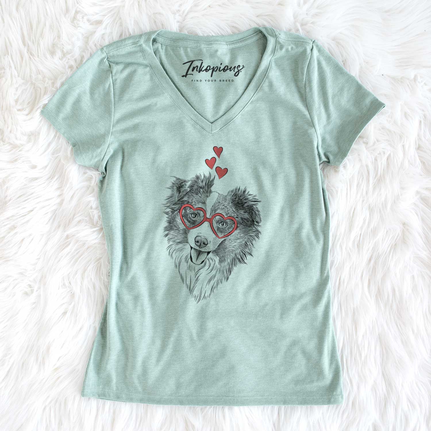 Valentine Doc the Mini Aussie - Women's V-neck Shirt