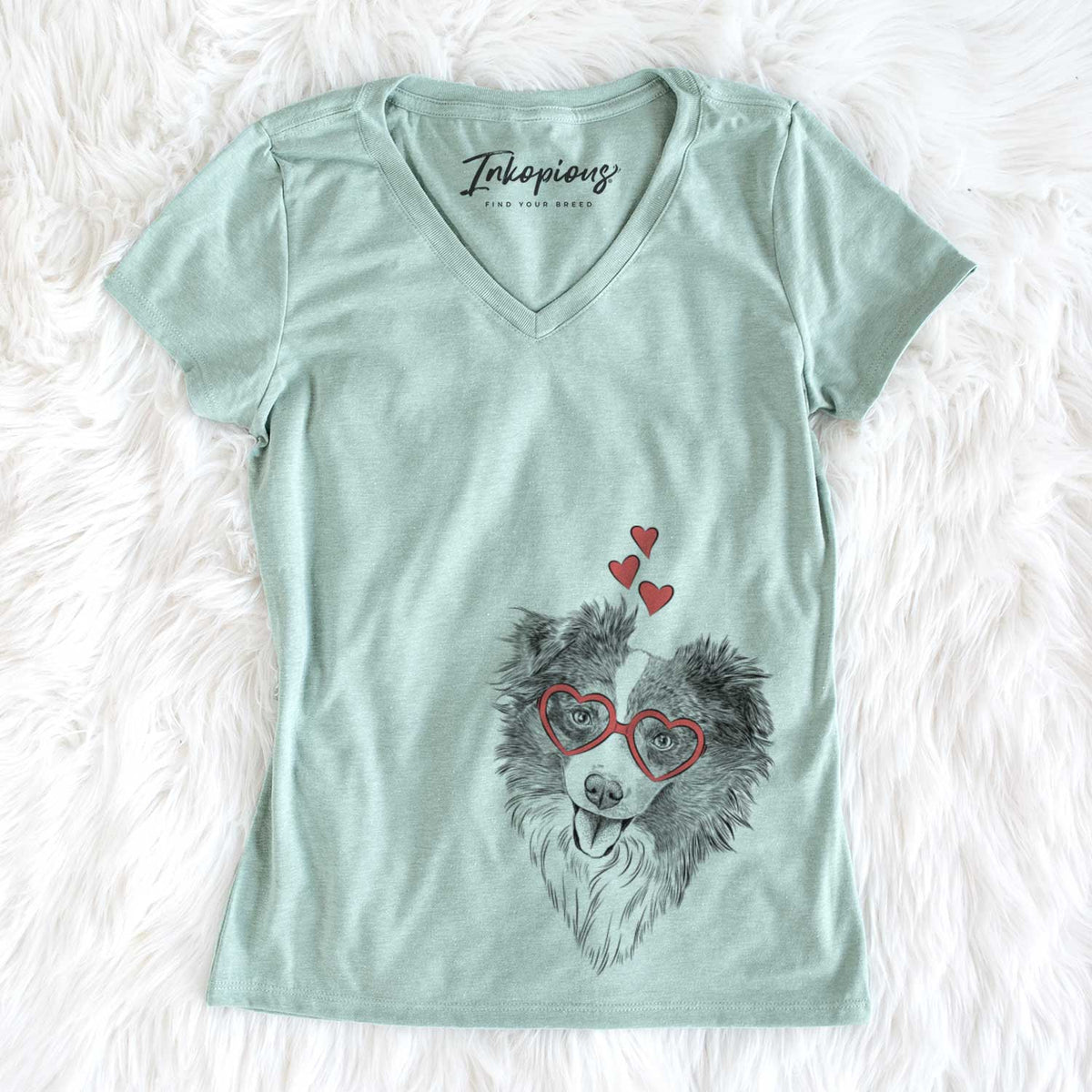 Valentine Doc the Mini Aussie - Women&#39;s V-neck Shirt