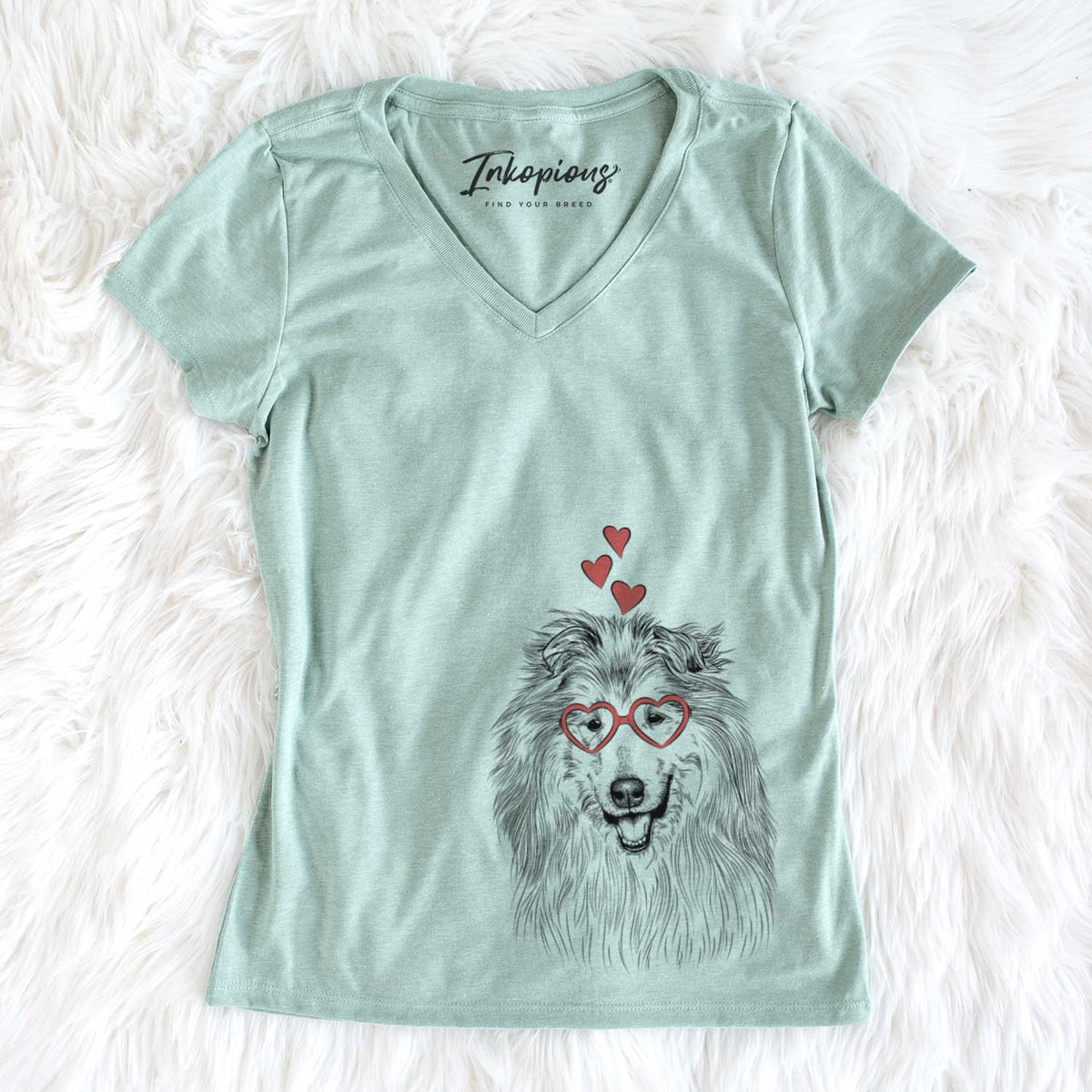 Valentine Donnan the Rough Collie - Women&#39;s V-neck Shirt