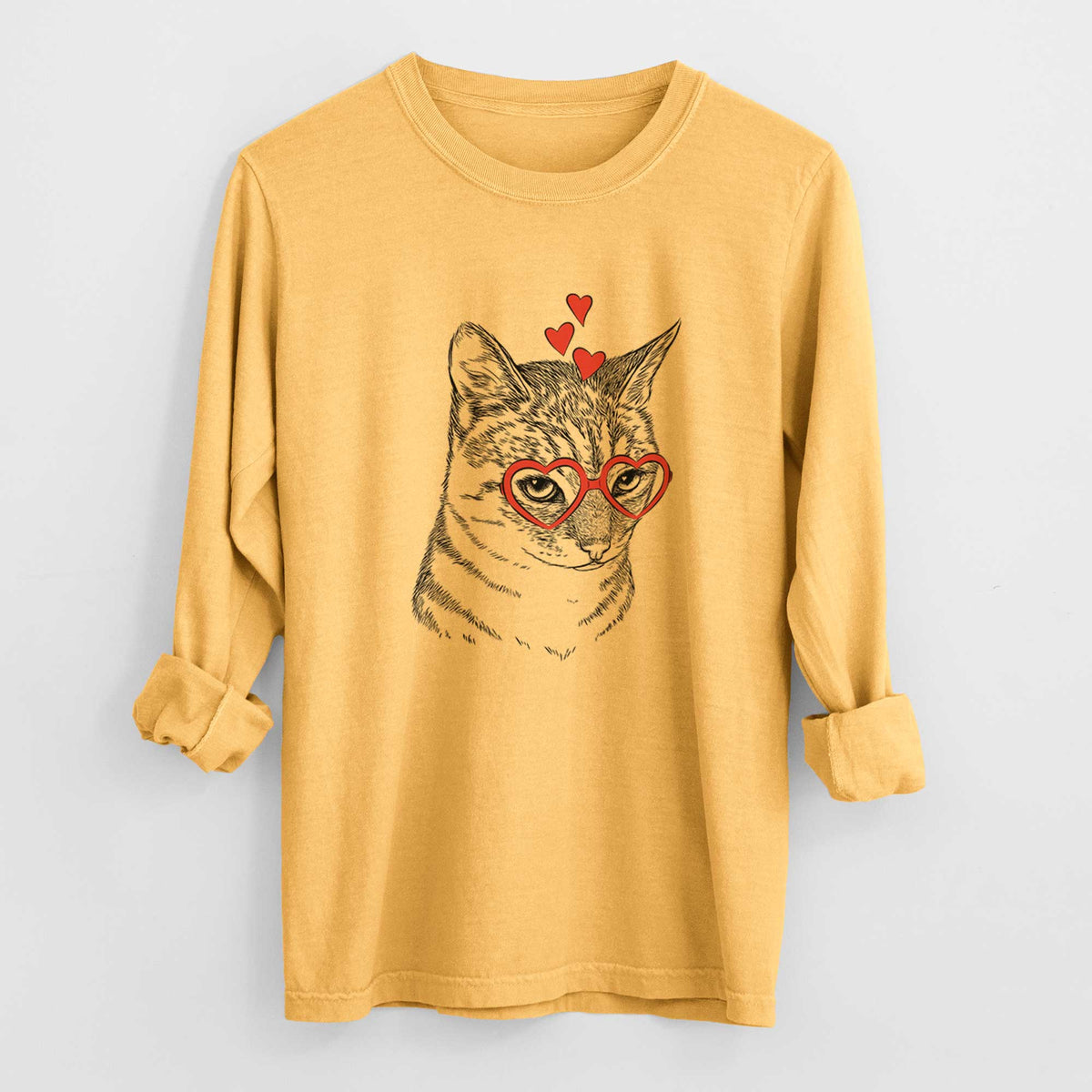 Valentine Dora the Tabby Cat - Heavyweight 100% Cotton Long Sleeve