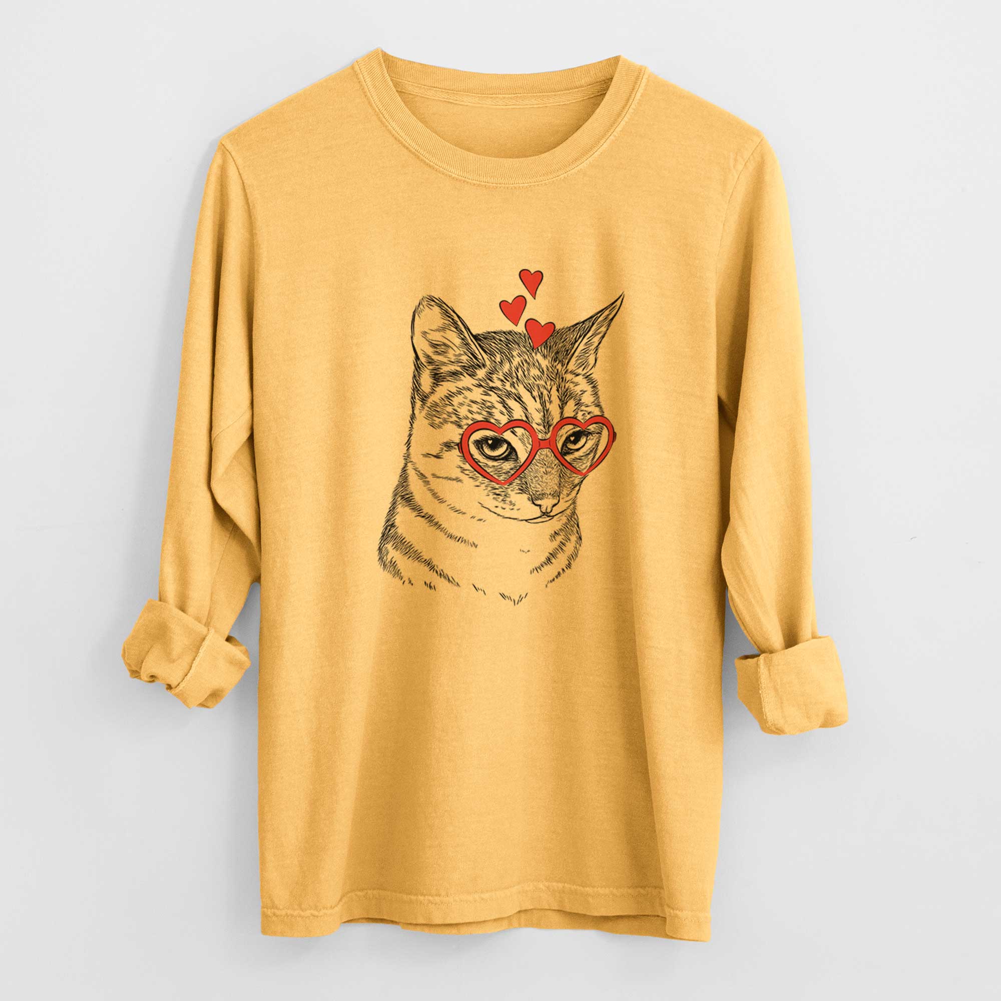 Valentine Dora the Tabby Cat - Heavyweight 100% Cotton Long Sleeve