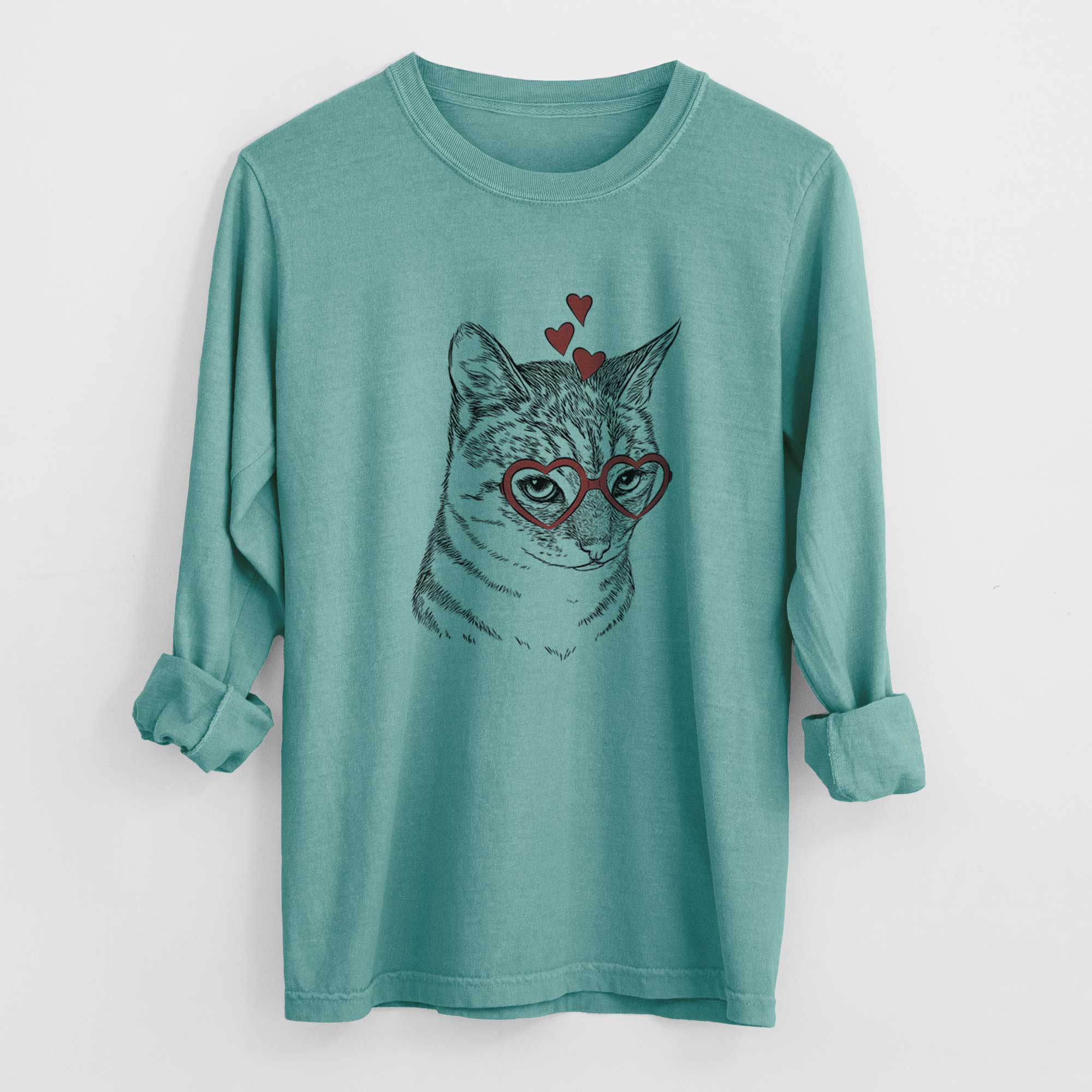 Valentine Dora the Tabby Cat - Heavyweight 100% Cotton Long Sleeve