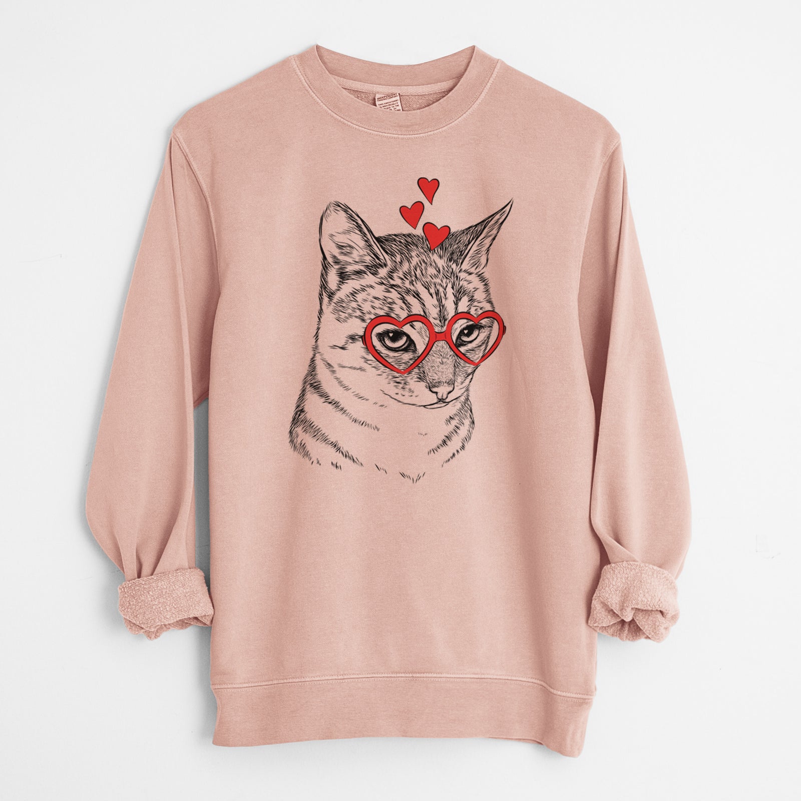 Valentine Dora the Tabby Cat - Unisex Pigment Dyed Crew Sweatshirt