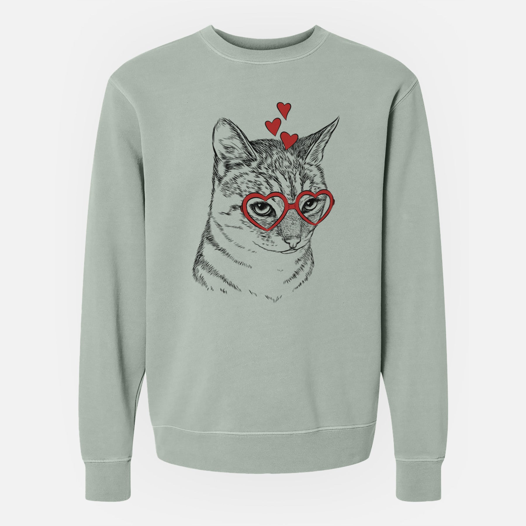 Valentine Dora the Tabby Cat - Unisex Pigment Dyed Crew Sweatshirt