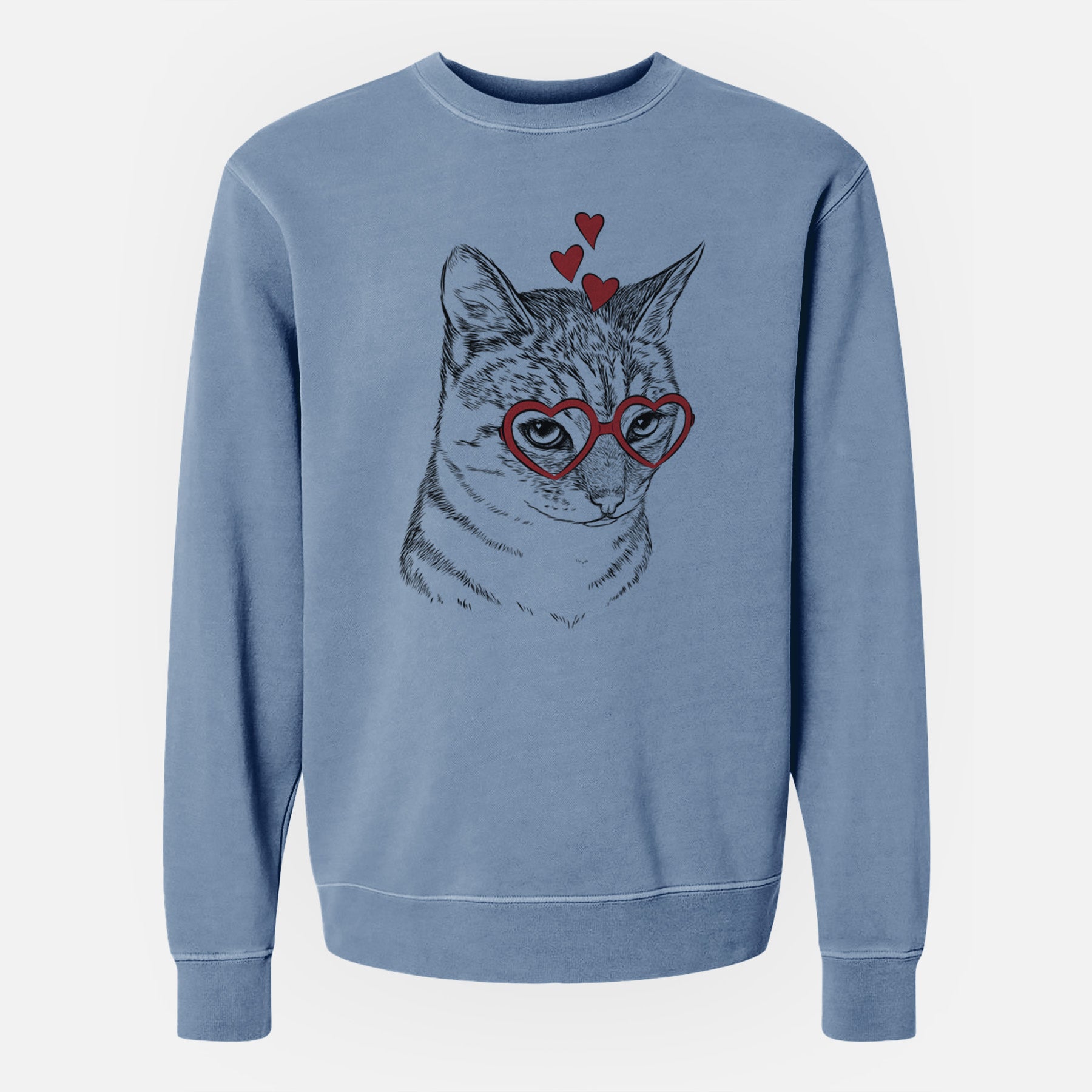 Valentine Dora the Tabby Cat - Unisex Pigment Dyed Crew Sweatshirt