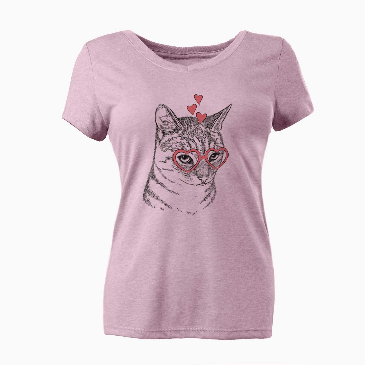 Valentine Dora the Tabby Cat - Women's V-neck Shirt