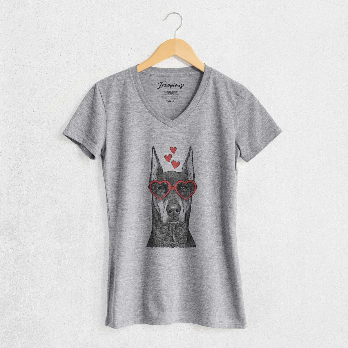 Valentine Drake the Doberman Pinscher - Women's V-neck Shirt