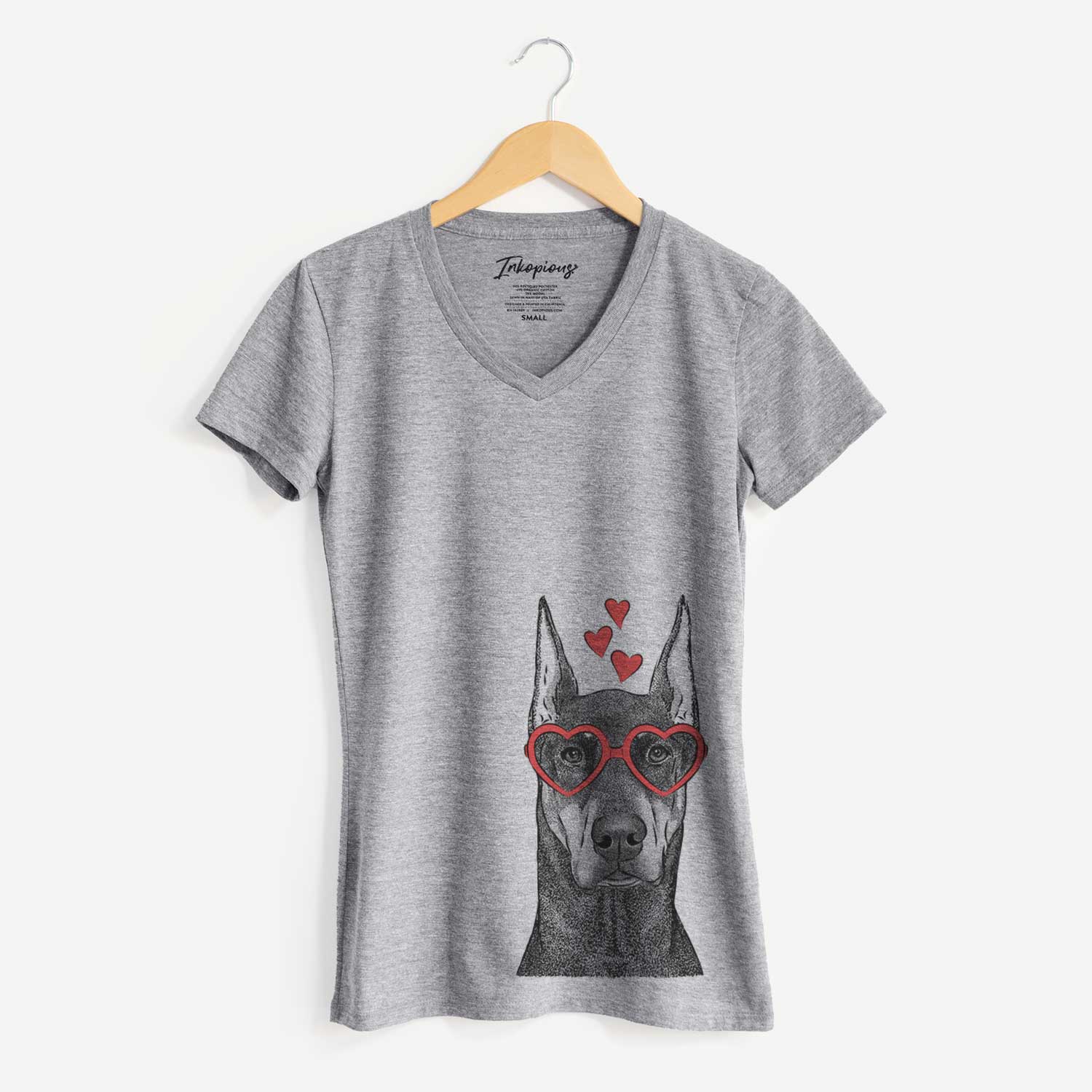 Valentine Drake the Doberman Pinscher - Women's V-neck Shirt