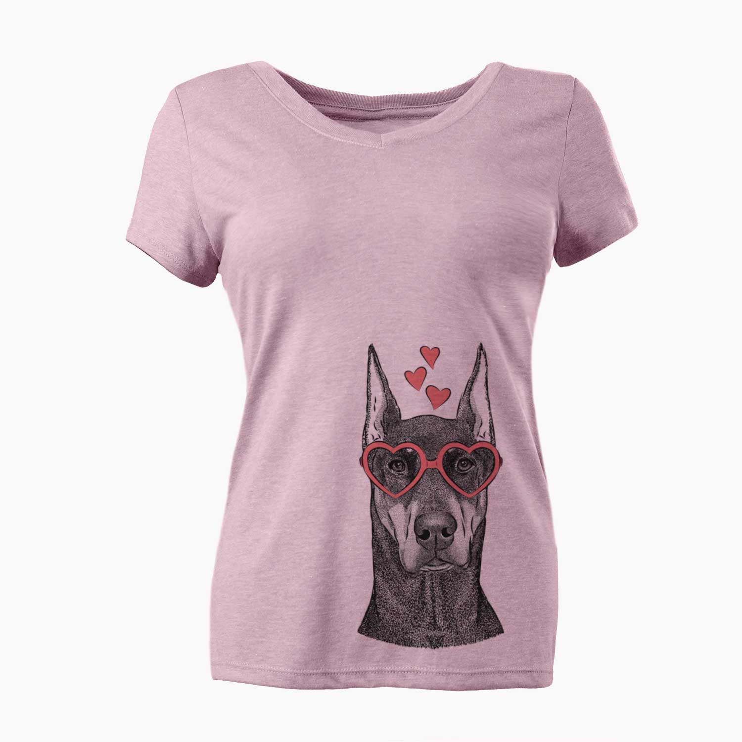 Valentine Drake the Doberman Pinscher - Women's V-neck Shirt