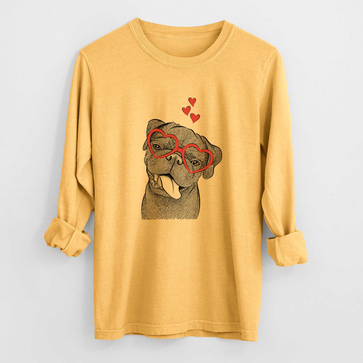 Valentine Dudley Danger the Pug - Heavyweight 100% Cotton Long Sleeve