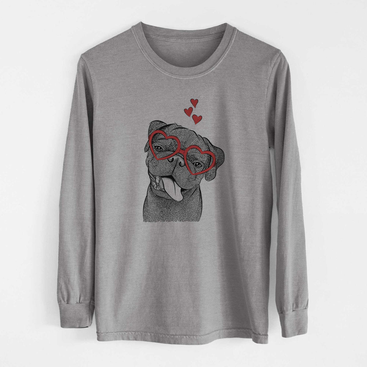 Valentine Dudley Danger the Pug - Heavyweight 100% Cotton Long Sleeve