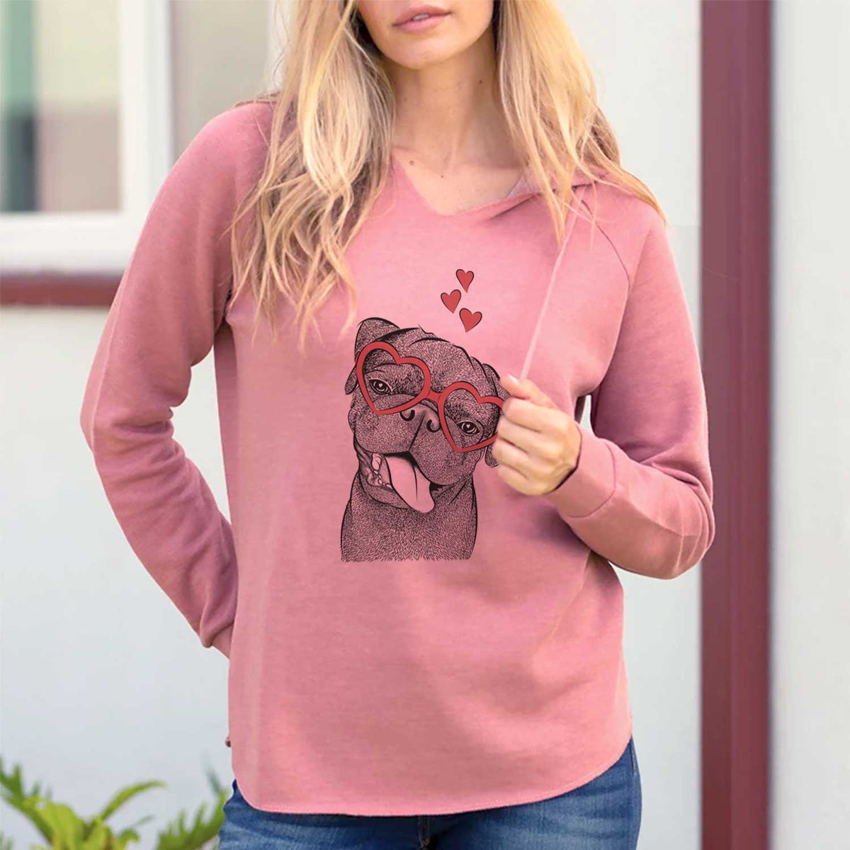 Valentine Dudley Danger the Pug - Cali Wave Hooded Sweatshirt