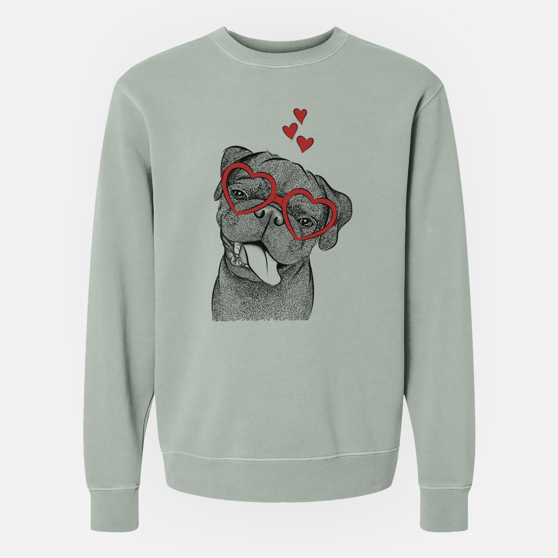 Valentine Dudley Danger the Pug - Unisex Pigment Dyed Crew Sweatshirt