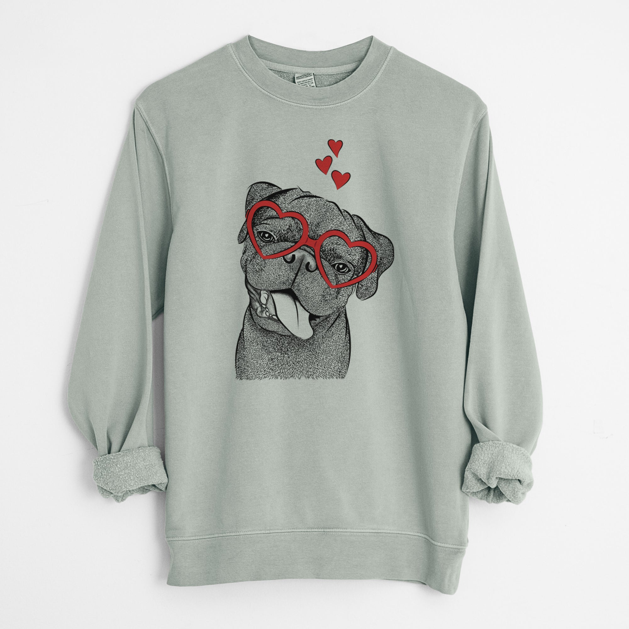 Valentine Dudley Danger the Pug - Unisex Pigment Dyed Crew Sweatshirt