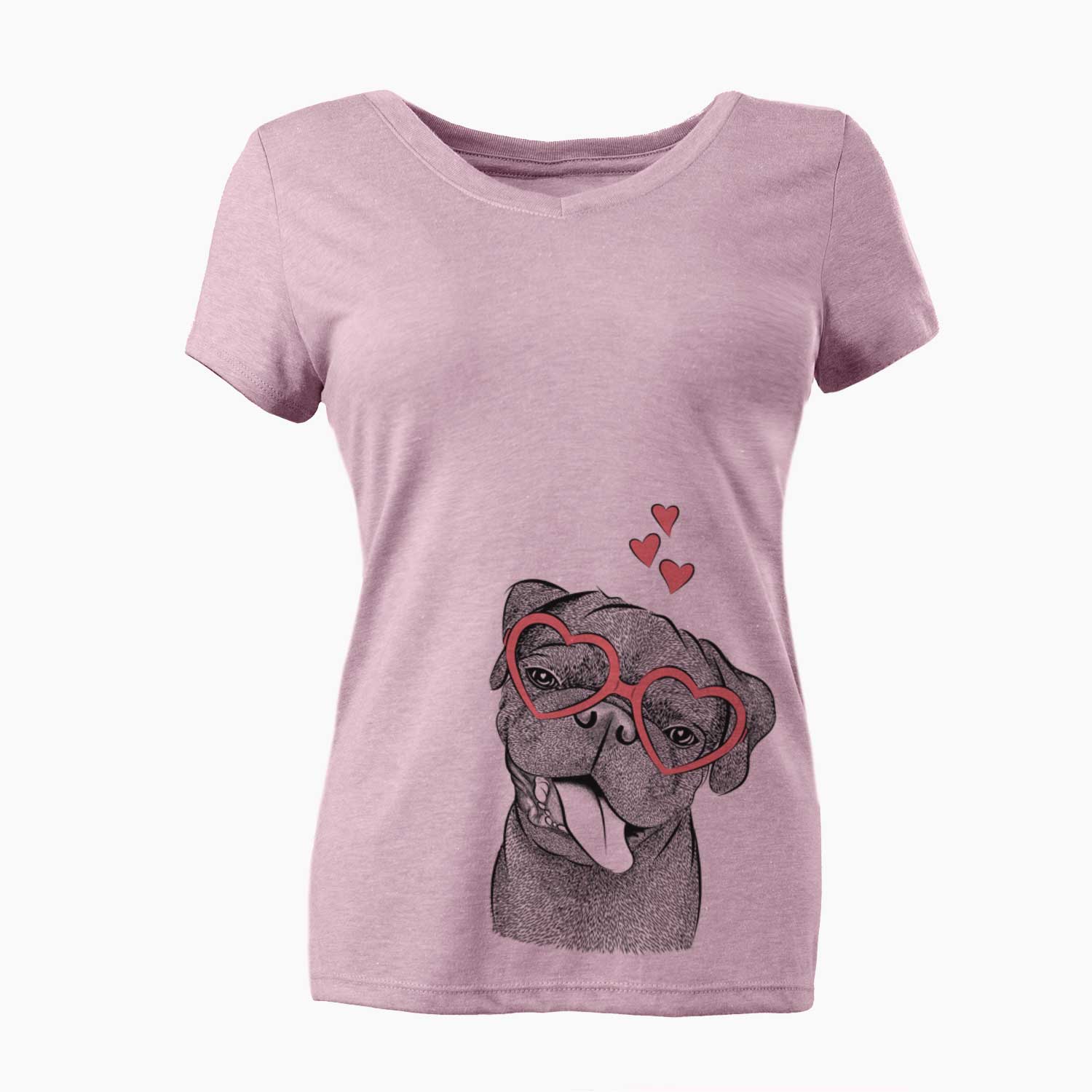 Valentine Dudley Danger the Pug - Women's V-neck Shirt