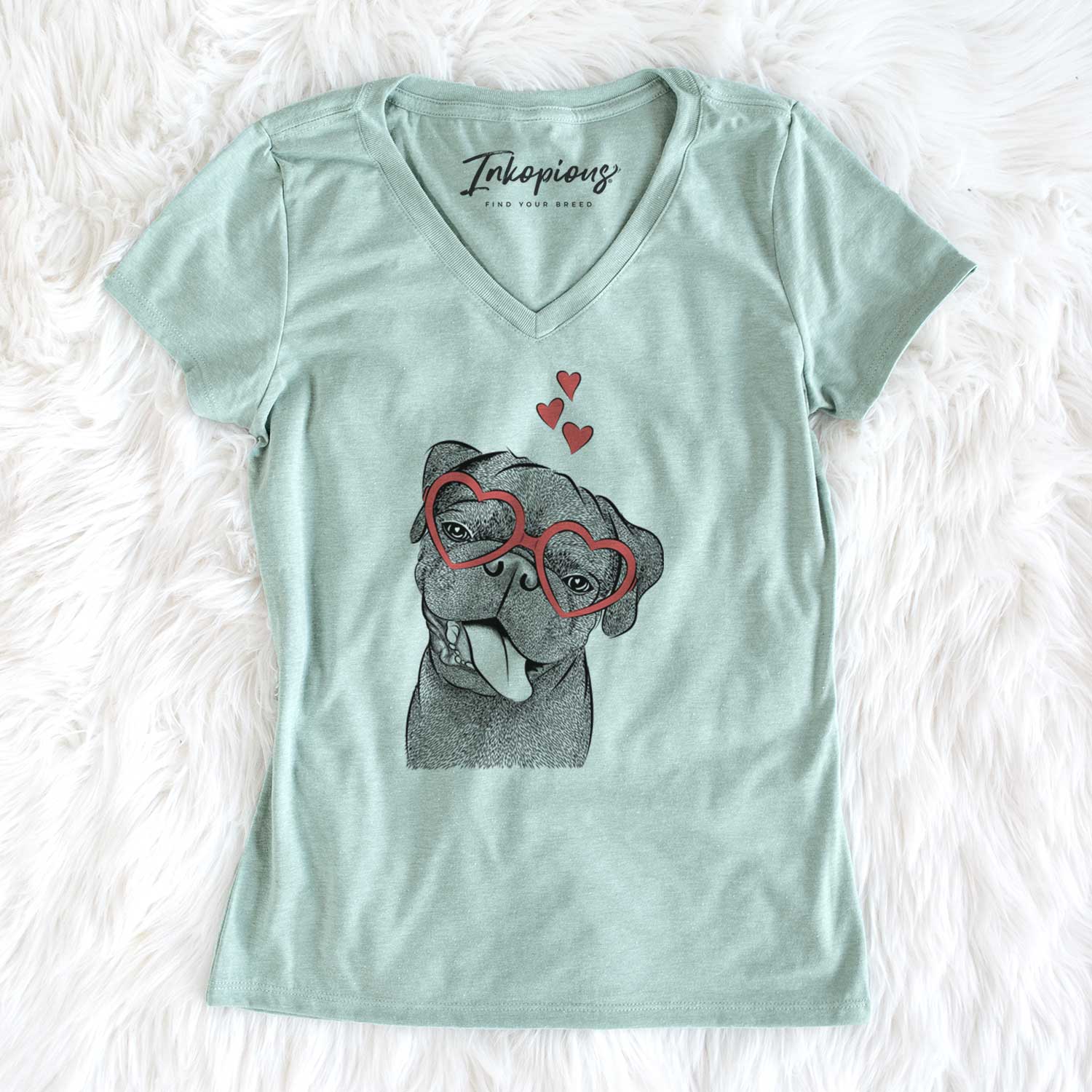 Valentine Dudley Danger the Pug - Women's V-neck Shirt