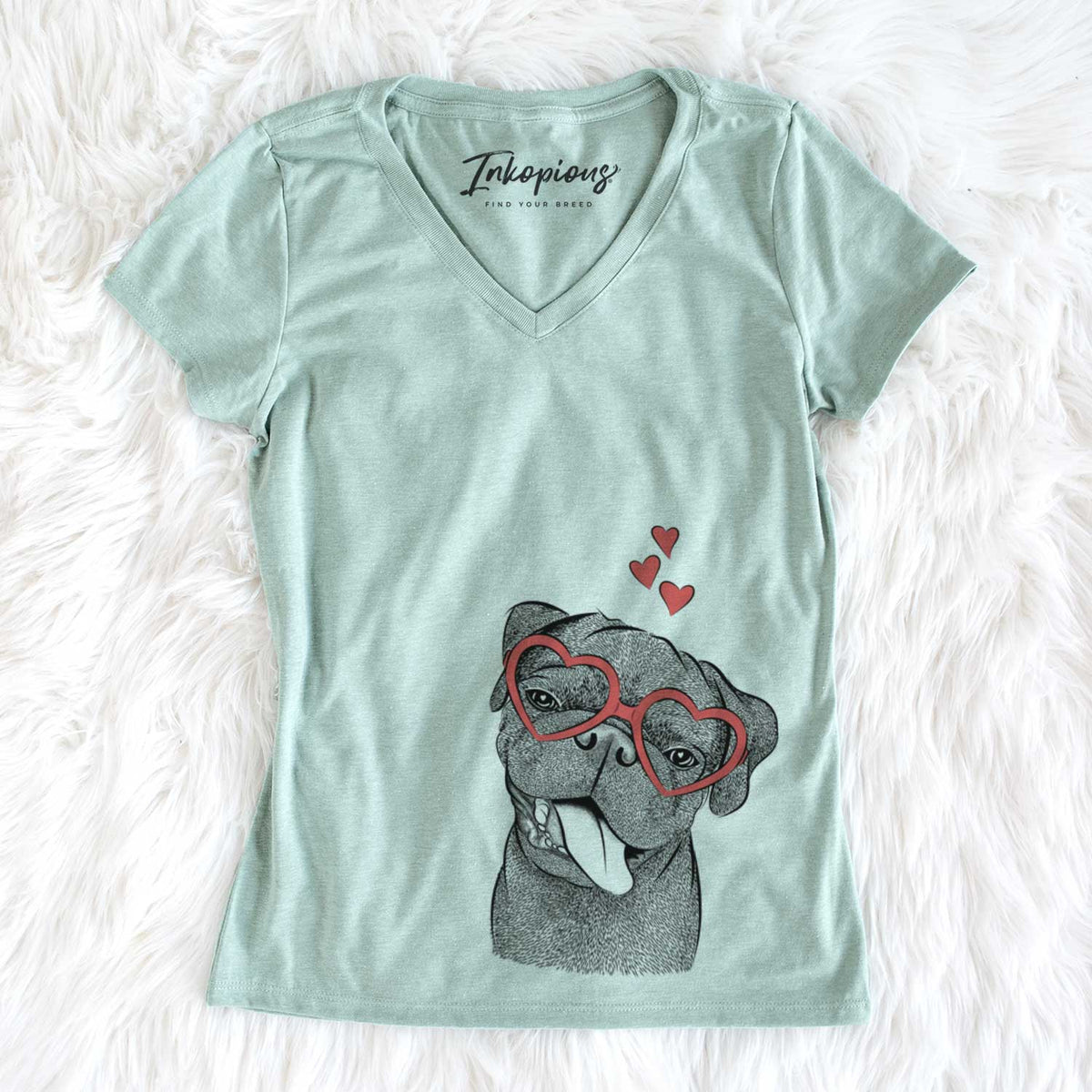 Valentine Dudley Danger the Pug - Women&#39;s V-neck Shirt