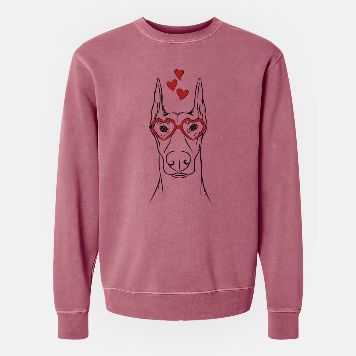 Valentine Duke the Doberman Pinscher - Unisex Pigment Dyed Crew Sweatshirt