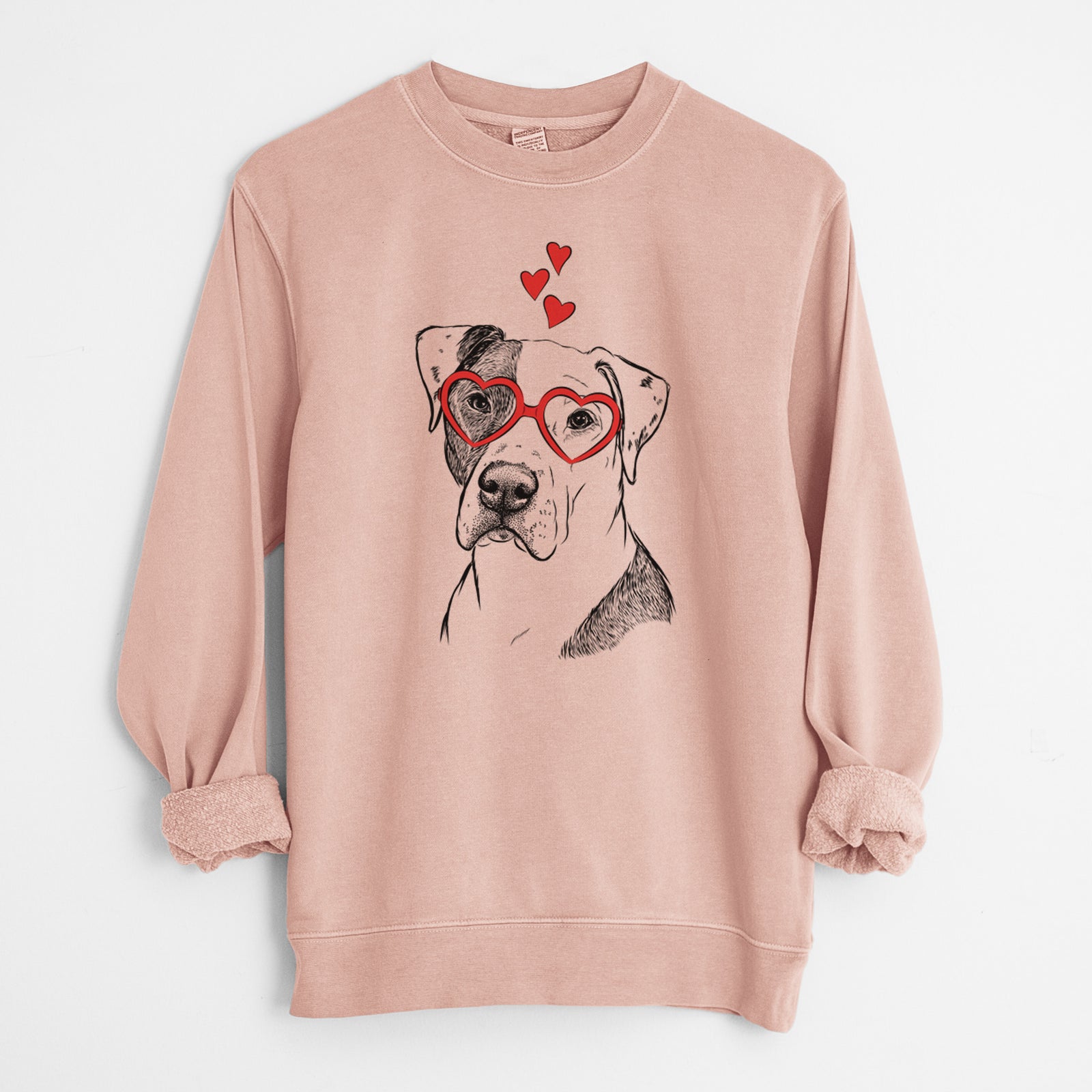 Valentine Duke the American Staffordshire Terrier Mix - Unisex Pigment Dyed Crew Sweatshirt