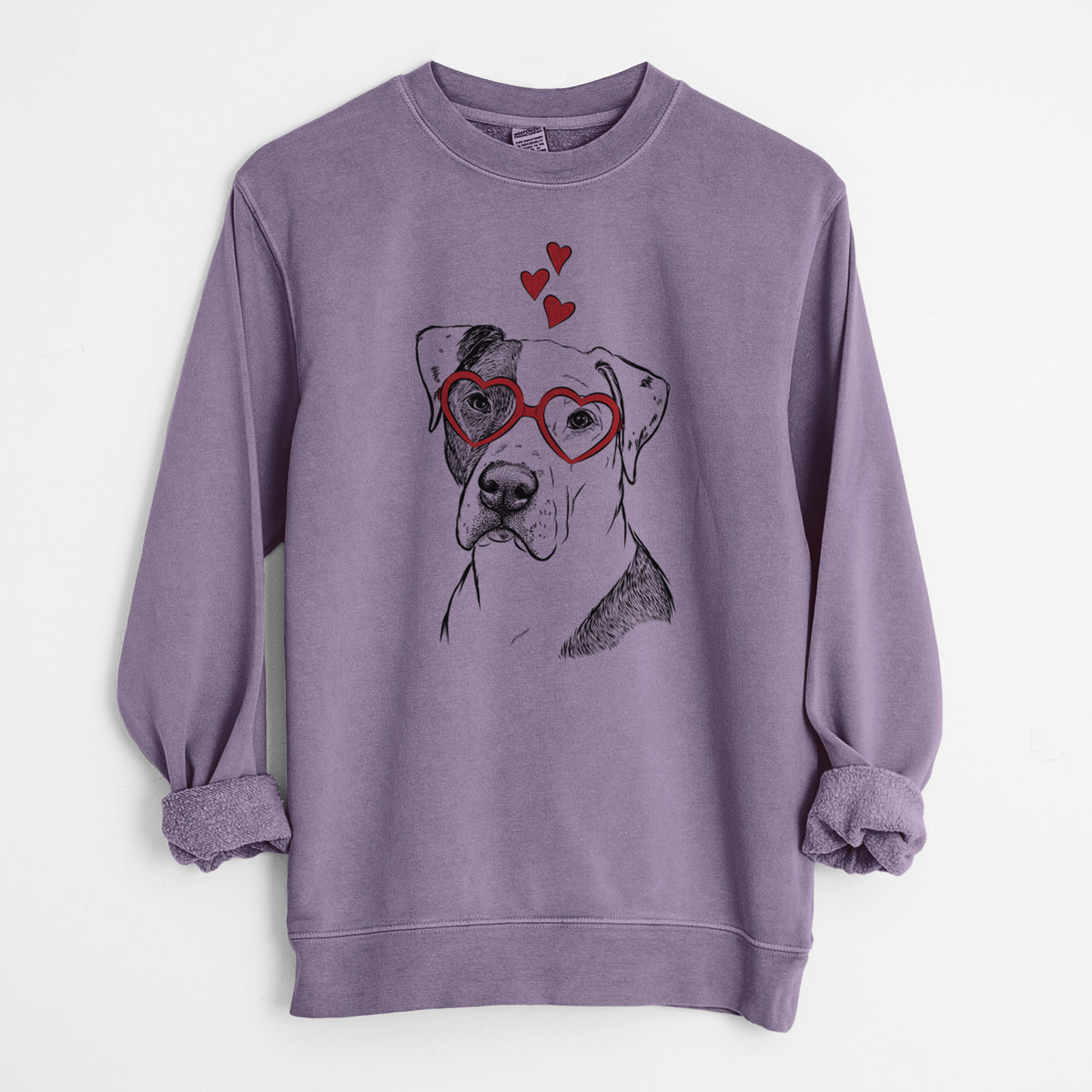 Valentine Duke the American Staffordshire Terrier Mix - Unisex Pigment Dyed Crew Sweatshirt