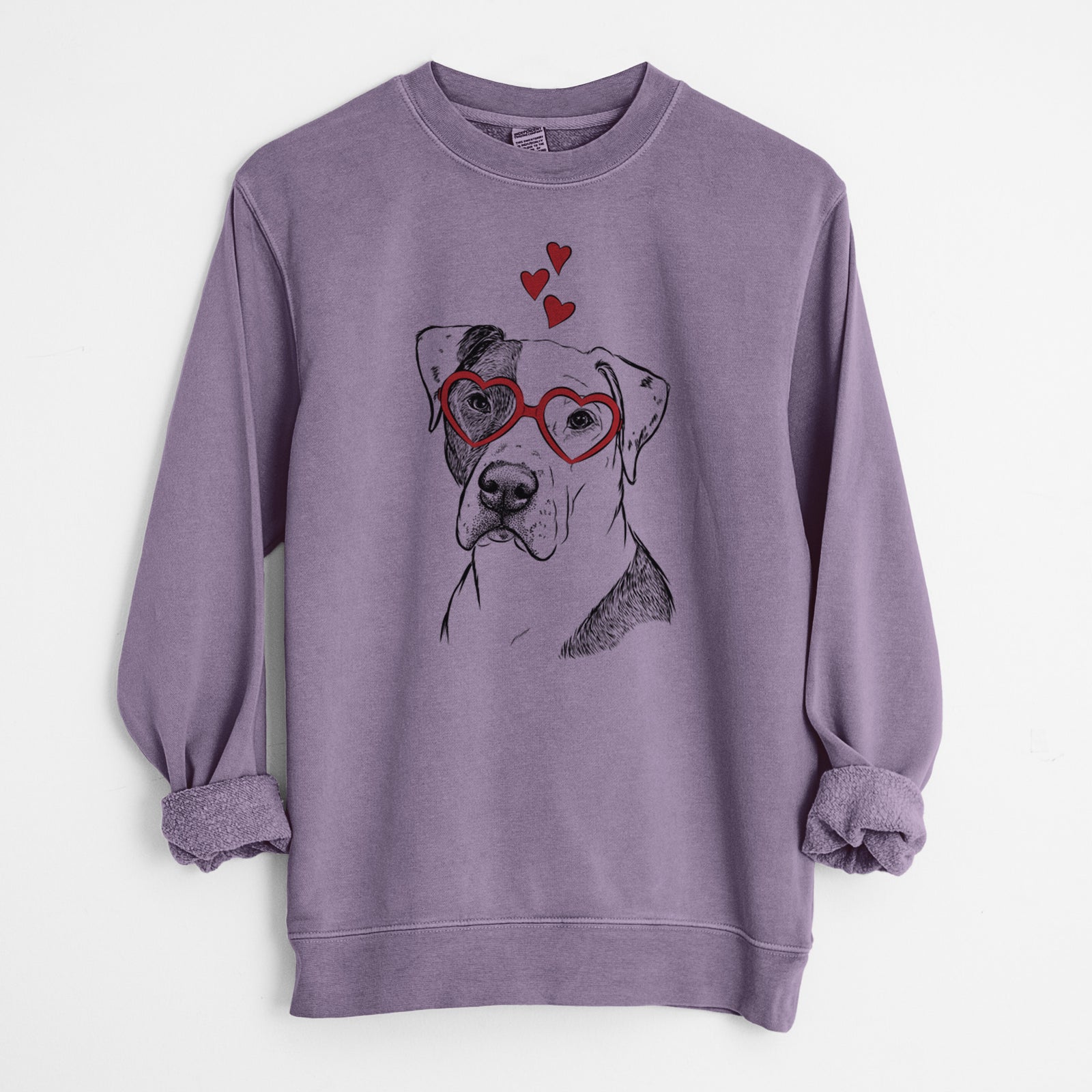 Valentine Duke the American Staffordshire Terrier Mix - Unisex Pigment Dyed Crew Sweatshirt