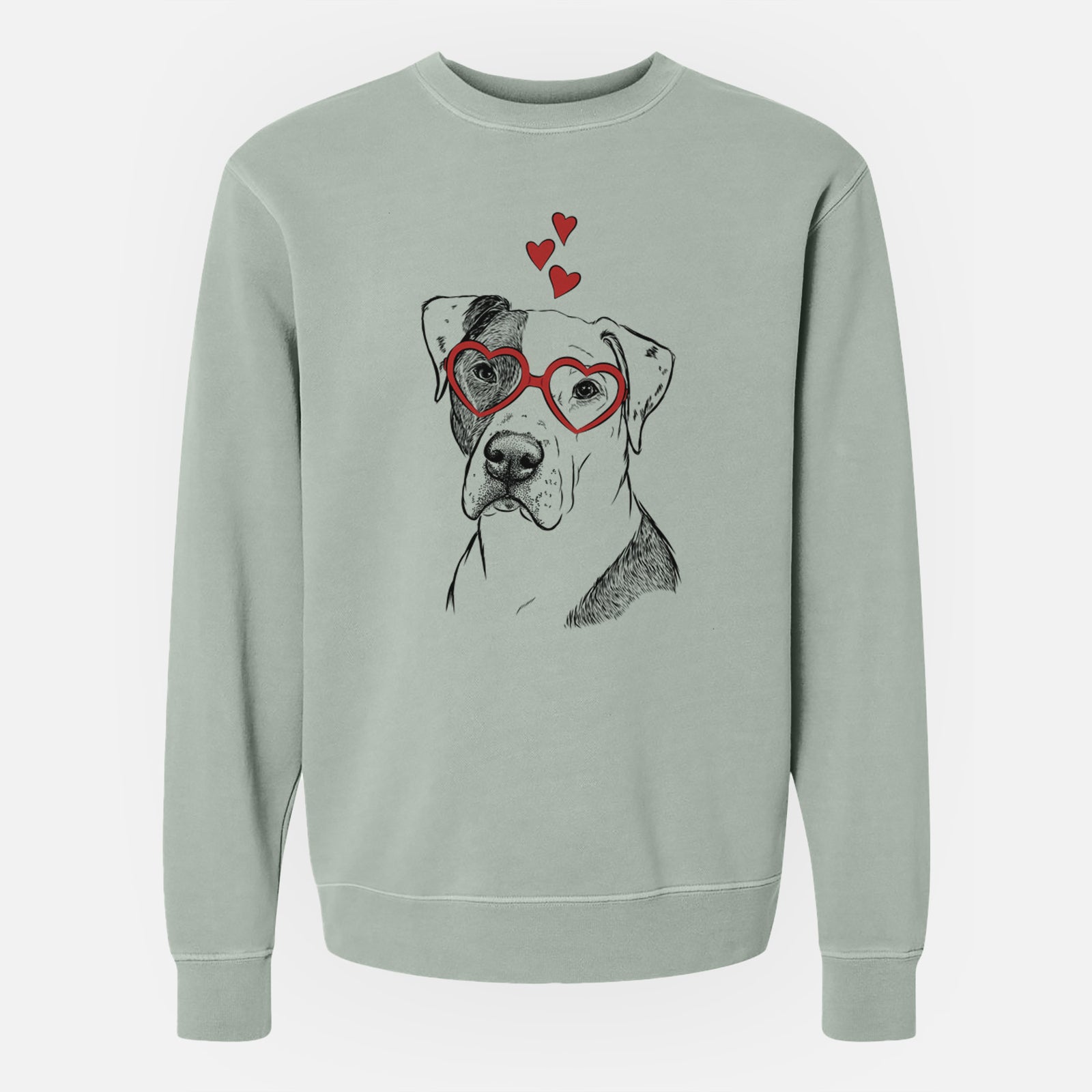 Valentine Duke the American Staffordshire Terrier Mix - Unisex Pigment Dyed Crew Sweatshirt