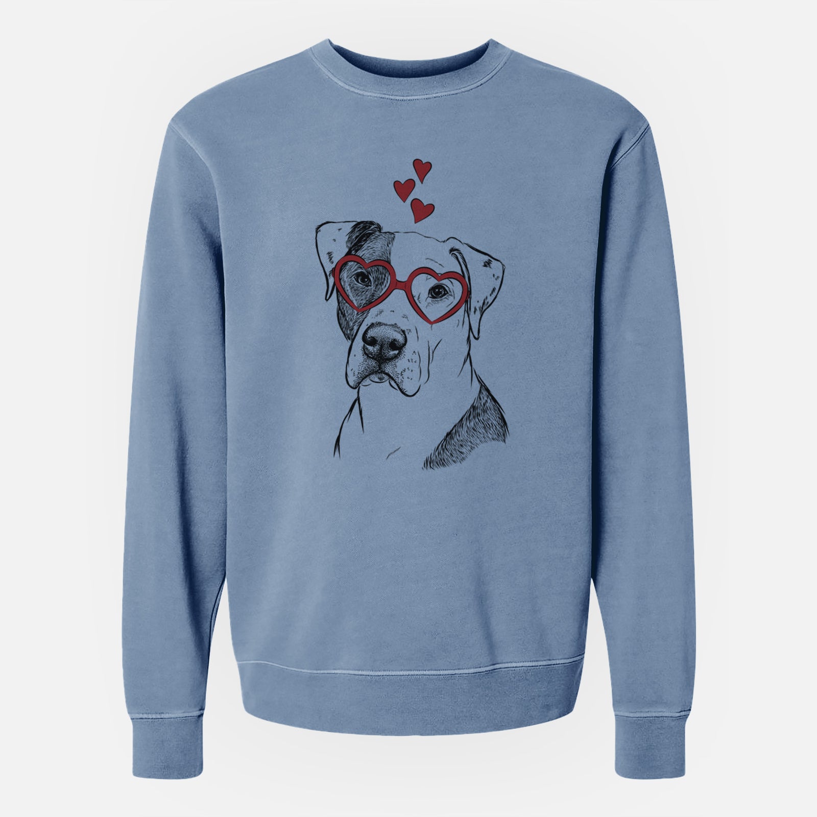 Valentine Duke the American Staffordshire Terrier Mix - Unisex Pigment Dyed Crew Sweatshirt